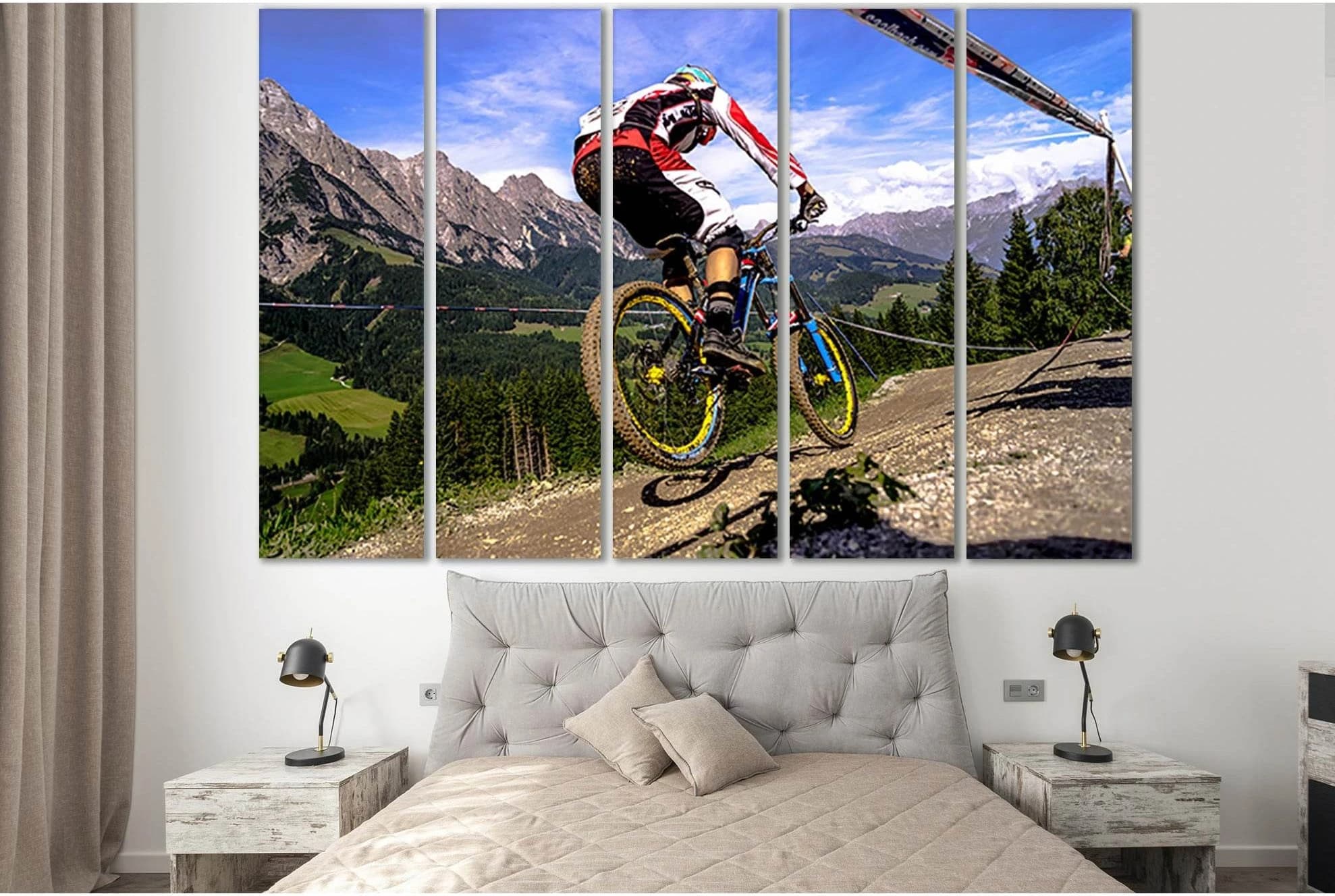 Bicycle In The Mountains №SL934 Ready to Hang Canvas Print - Zellart Canvas Prints 0new, ALL_Products, Sports & Motivation