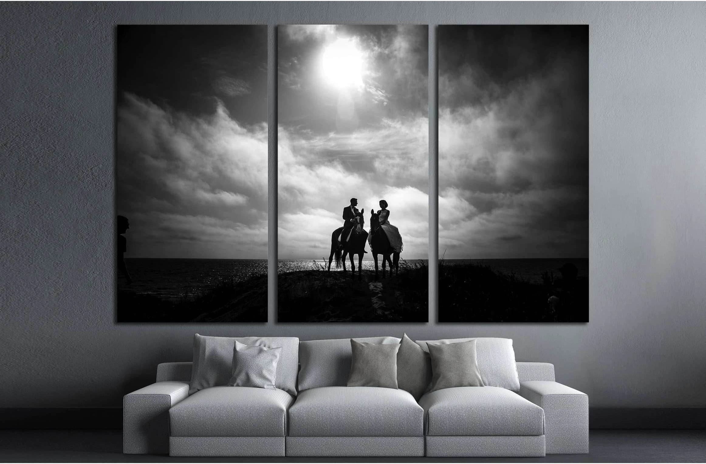 Black and white horse canvas print №5016 - Zellart Canvas Prints ALL_Products, Horses, s-5016