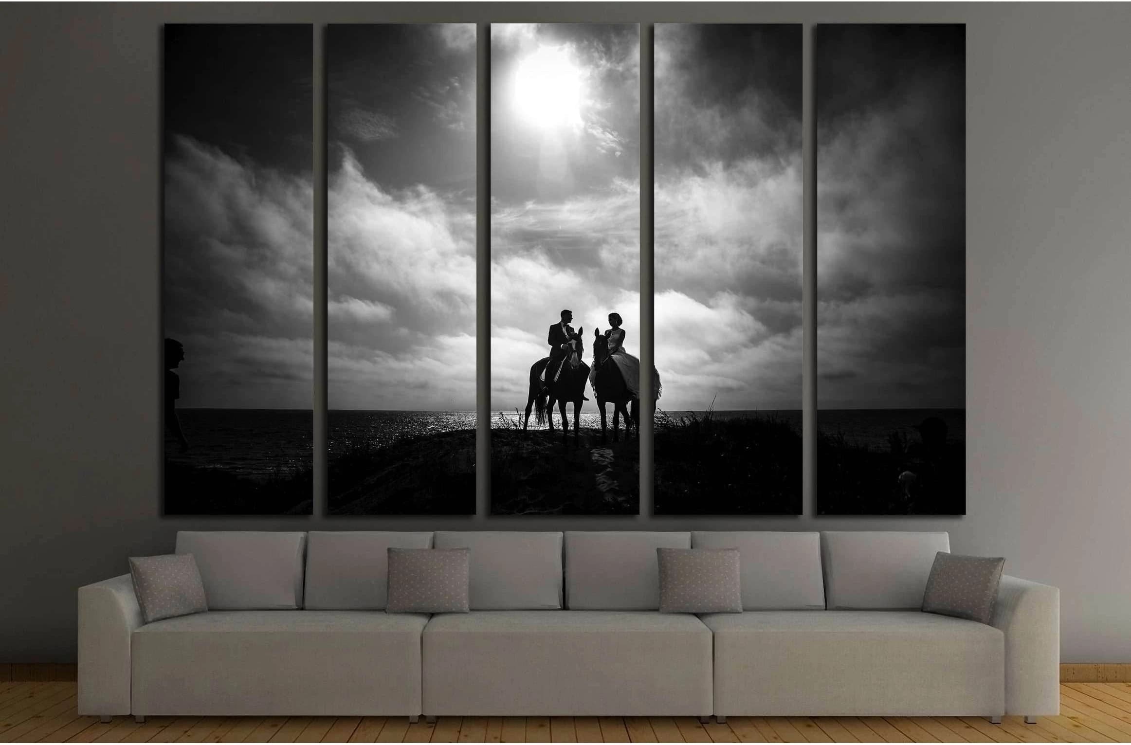 Black and white horse canvas print №5016 - Zellart Canvas Prints ALL_Products, Horses, s-5016
