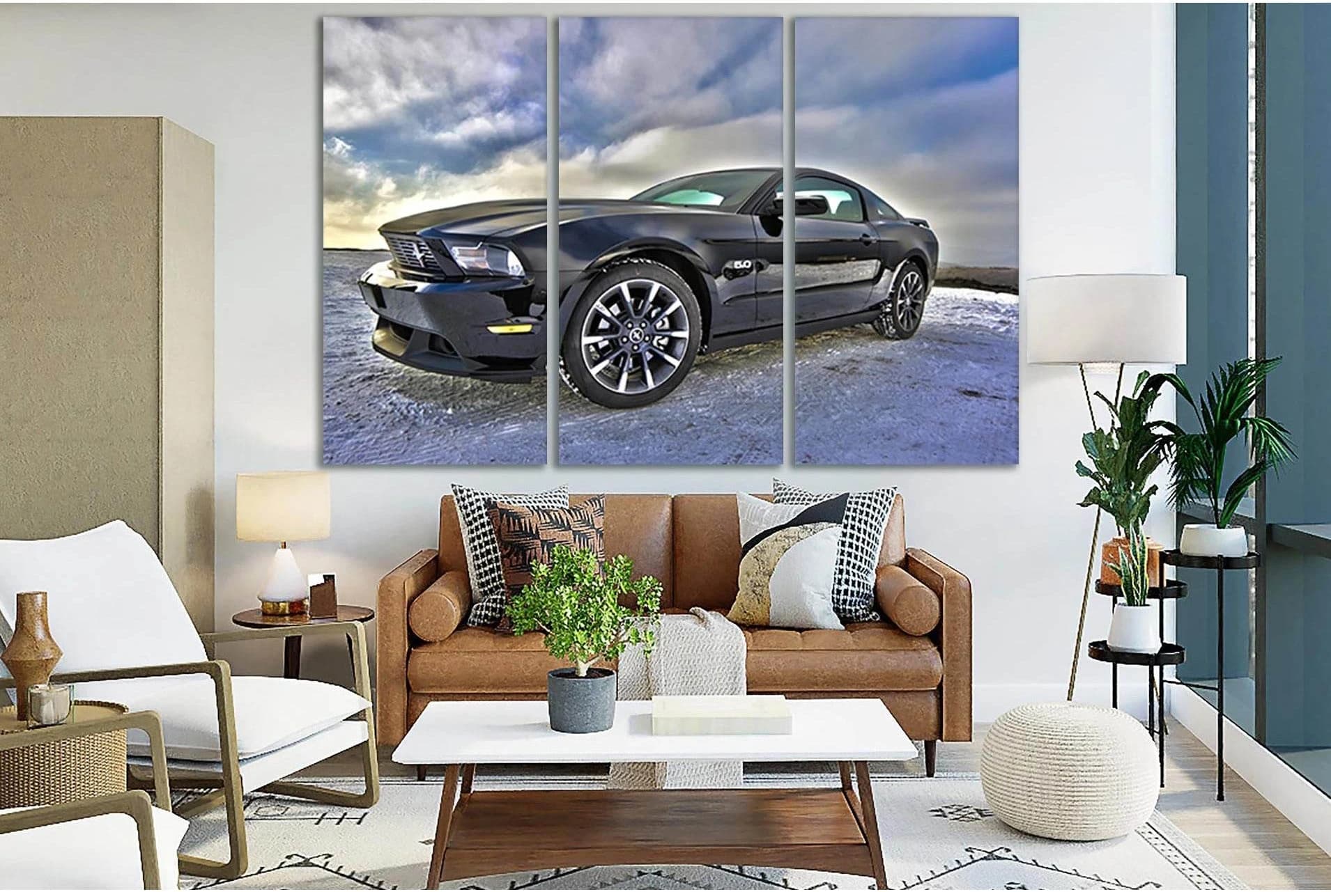 Black Sports Car №SL791 Ready to Hang Canvas Print - Zellart Canvas Prints 0new, ALL_Products, Engine, Engines Wall Art