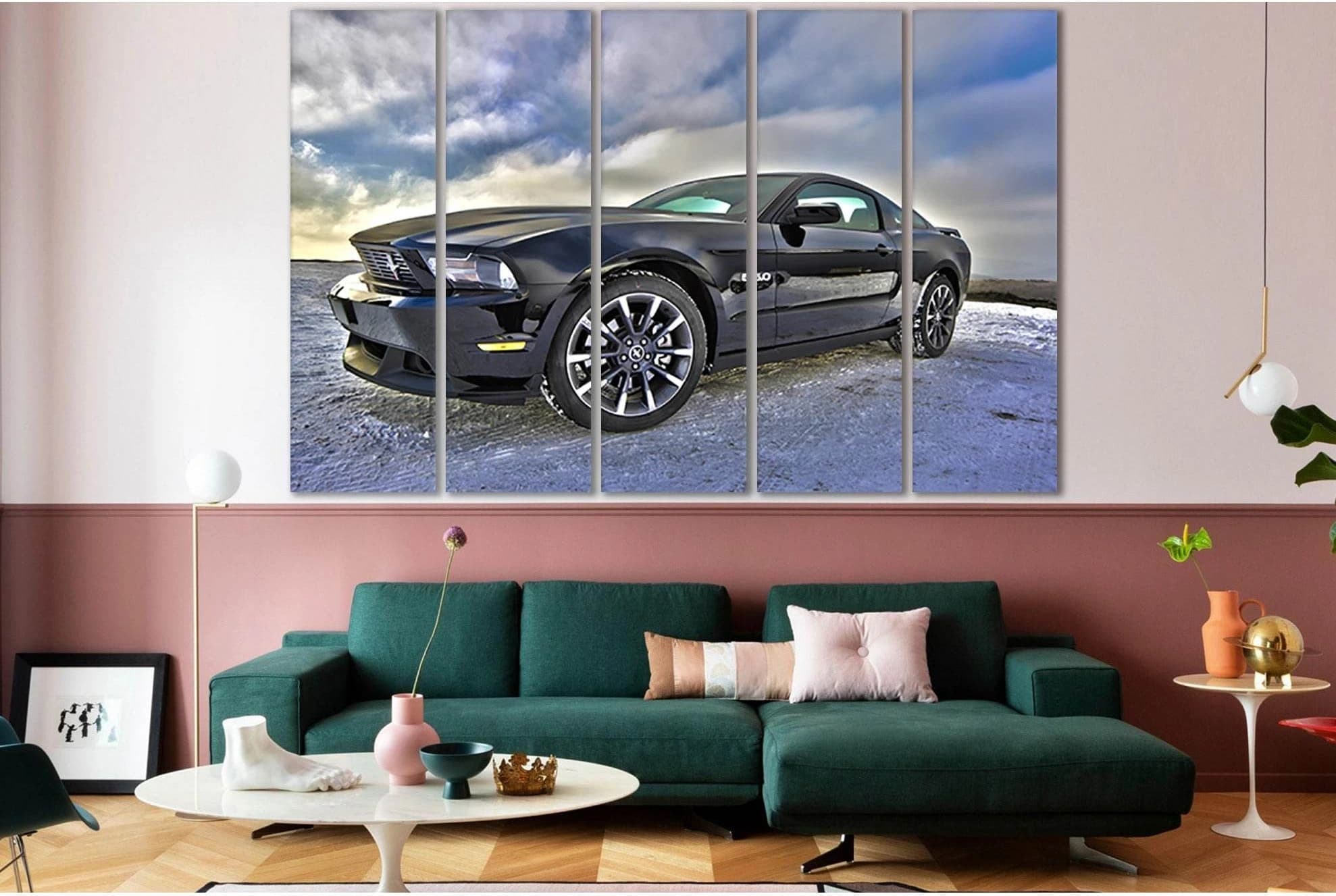 Black Sports Car №SL791 Ready to Hang Canvas Print - Zellart Canvas Prints 0new, ALL_Products, Engine, Engines Wall Art