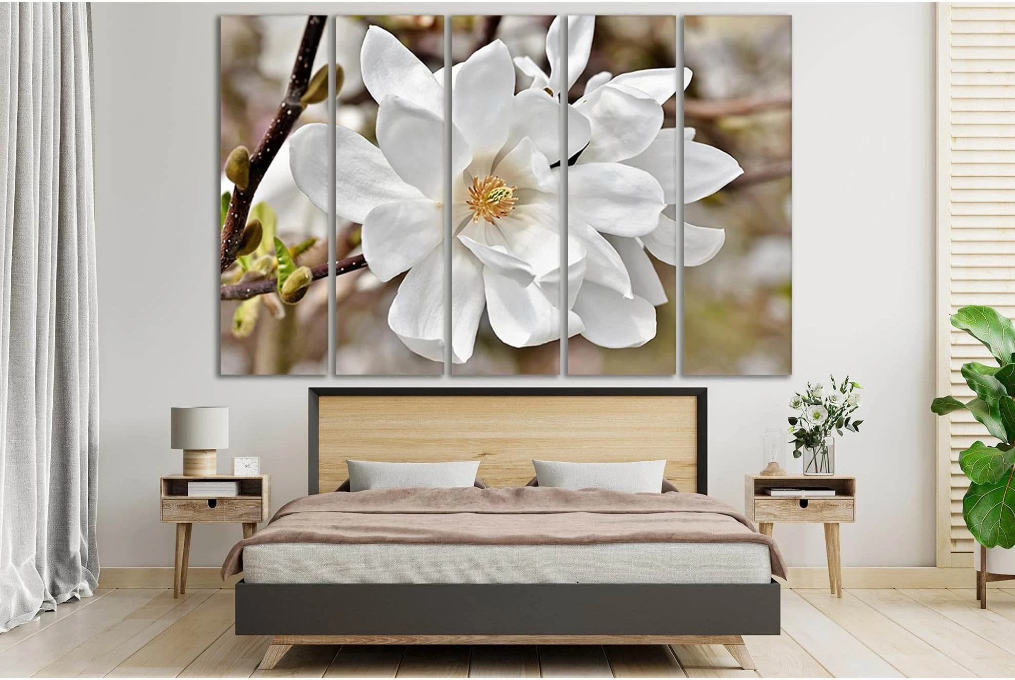 Blooming Magnolia №SL497 Ready to Hang Canvas Print - Zellart Canvas Prints 0new, ALL_Products, Trees Wall Art