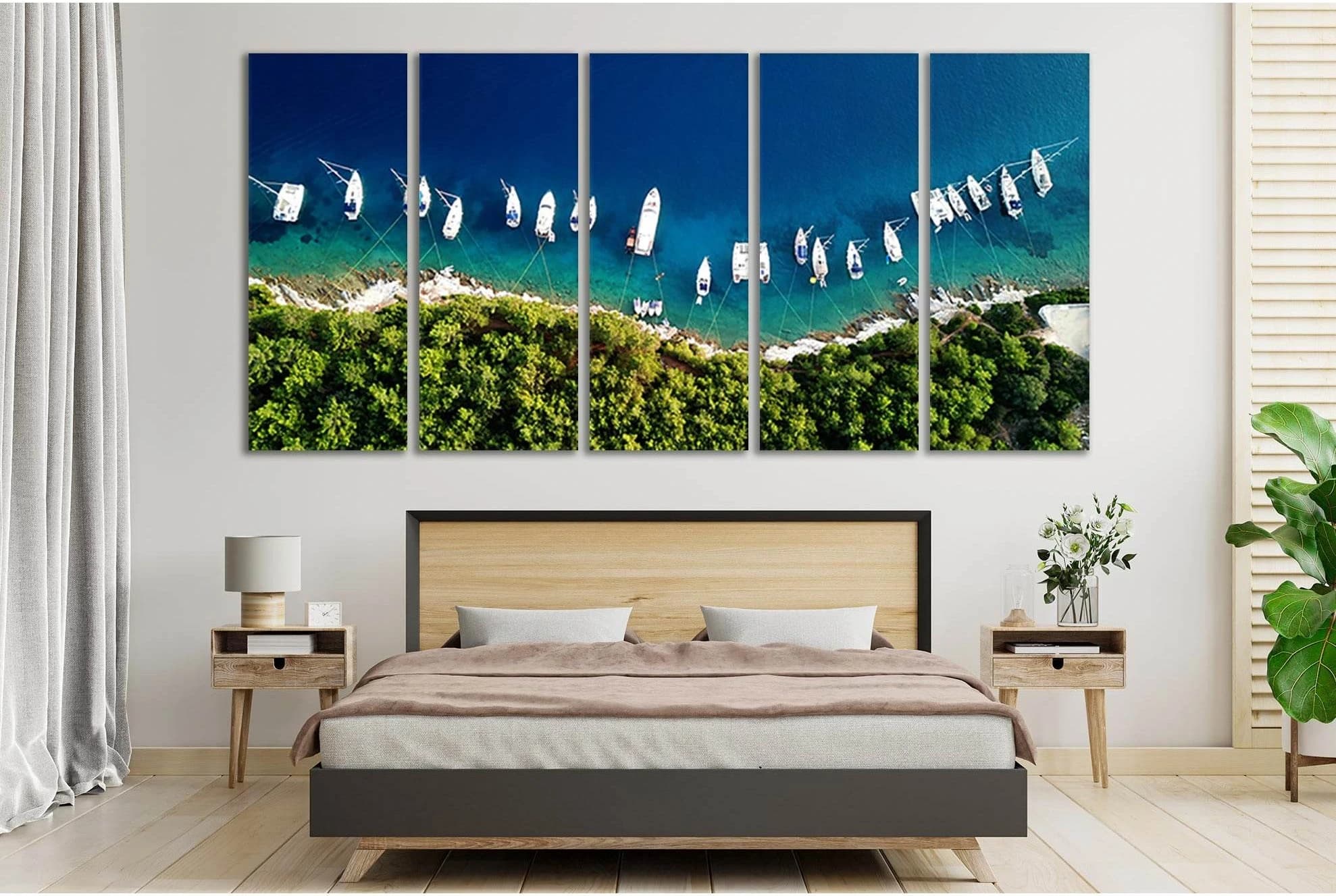 Boats Kefalonia Island №SL58 Ready to Hang Canvas Print - Zellart Canvas Prints 0new, ALL_Products, Beach Ocean & Waves