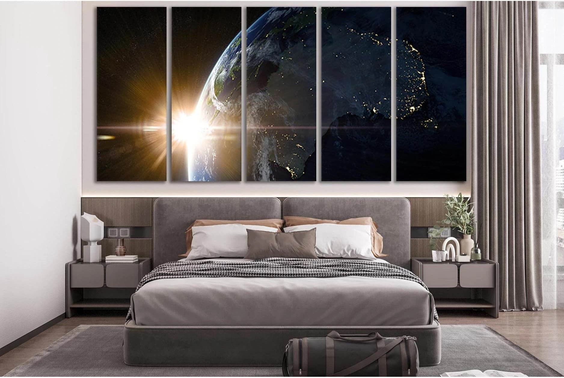 Bright Sunrise Over Planet Earth №SL438 Ready to Hang Canvas Print - Zellart Canvas Prints 0new, ALL_Products, Astronomy & Space Canvas Wall Art