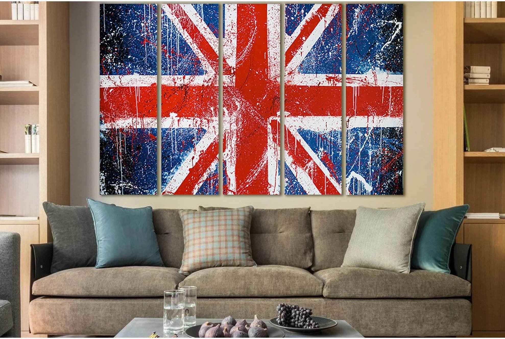 British Flag On Concrete Wall №SL1196 Ready to Hang Canvas Print - Zellart Canvas Prints 0new, ALL_Products, Flags