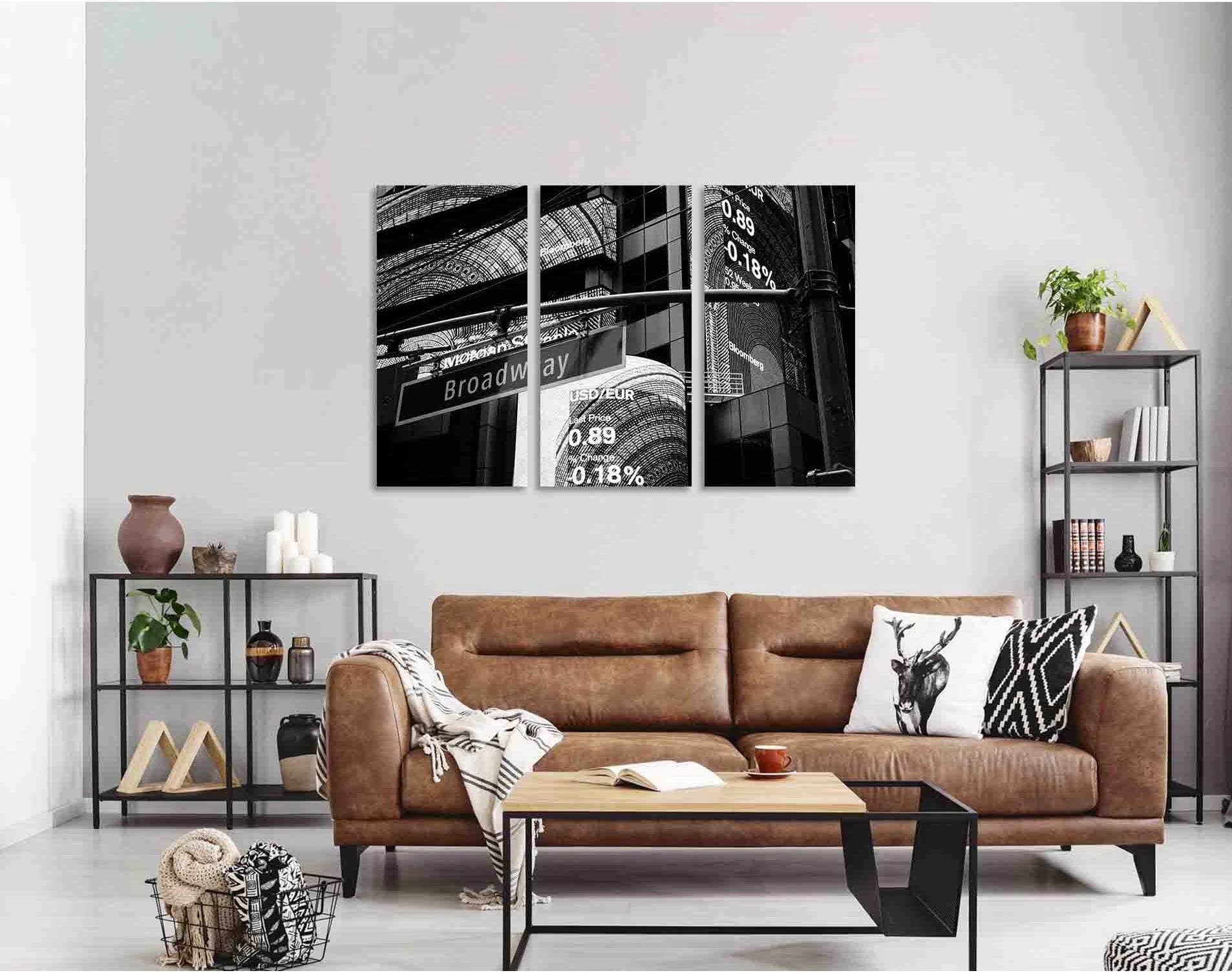 Broadway street №D2821 Ready to Hang Canvas Print - Zellart Canvas Prints 0new, ALL_Products, Black & White Wall Art