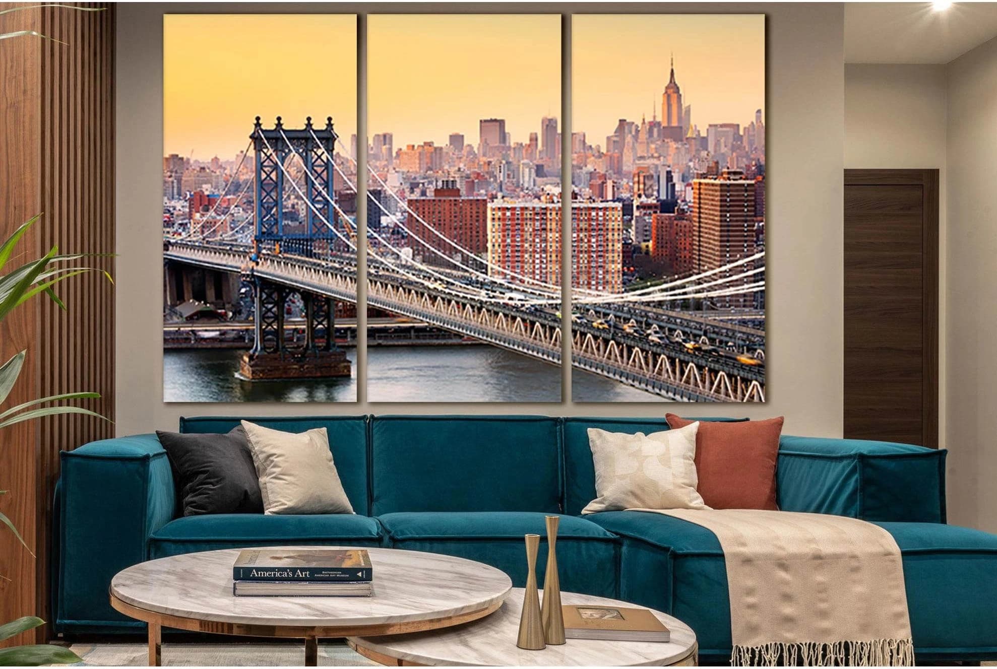 Brooklyn Bridge New York Manhattan №SL1095 Ready to Hang Canvas Print - Zellart Canvas Prints 0_NY_ART, 0new, ALL_Products, Bridges Wall Art