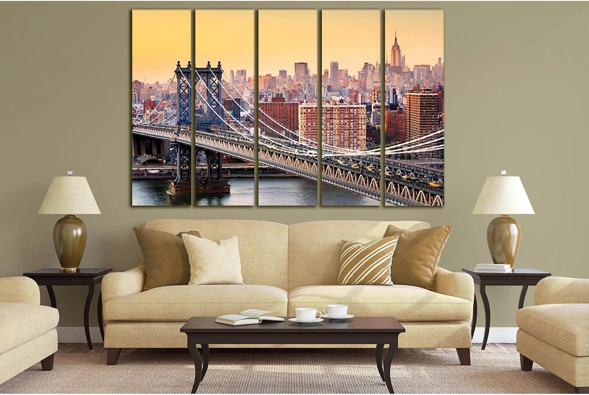 Brooklyn Bridge New York Manhattan №SL310 Ready to Hang Canvas Print - Zellart Canvas Prints 0_NY_ART, 0new, ALL_Products, Cityscapes & Skylines