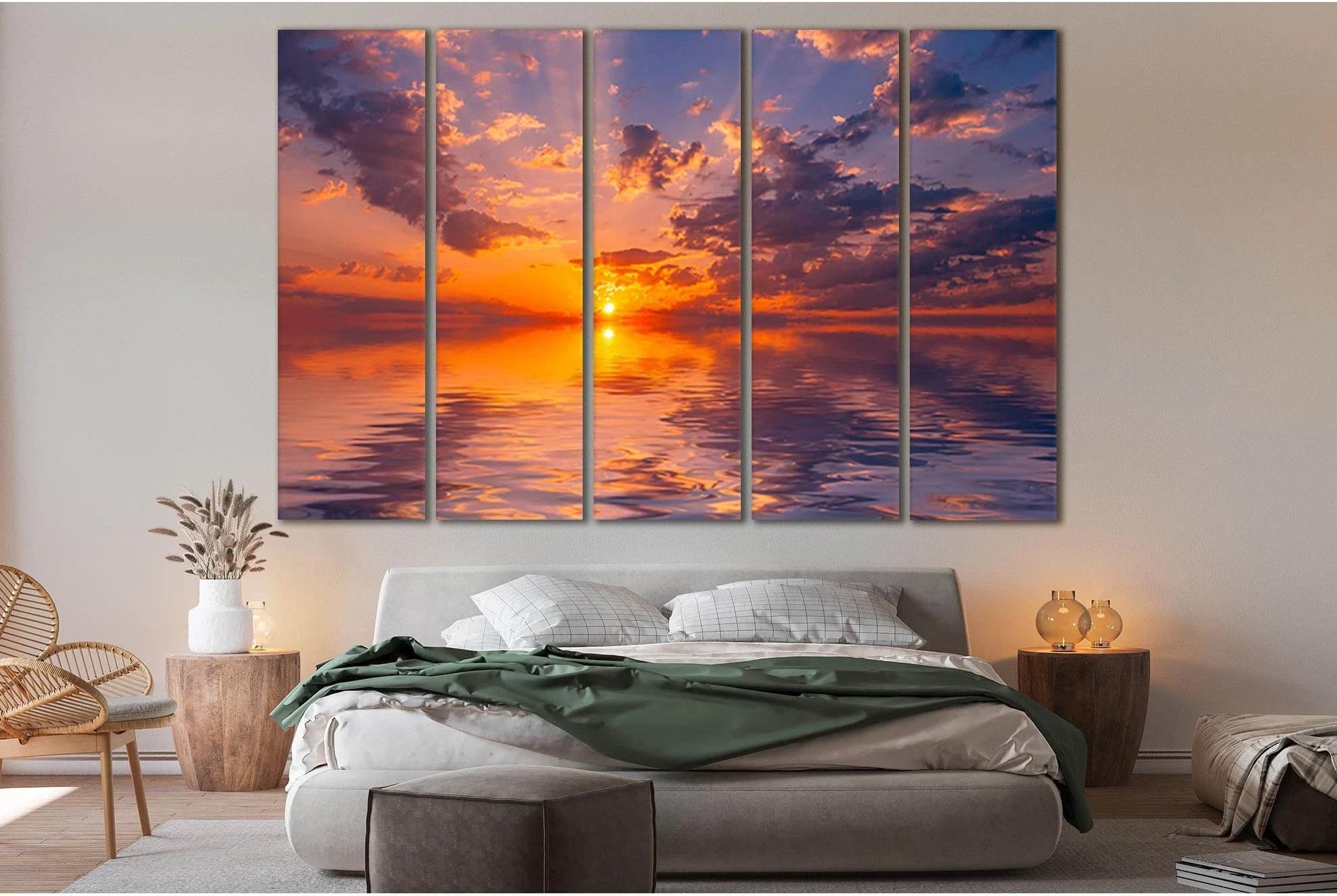Calm Water Sunset №SL107 Ready to Hang Canvas Print - Zellart Canvas Prints 0new, ALL_Products, Beach Ocean & Waves