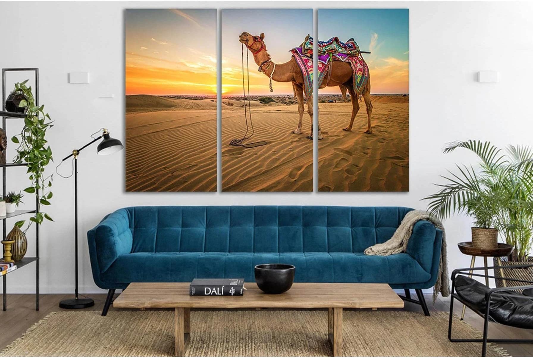 Camel In The Desert During Sunset №SL227 Ready to Hang Canvas Print - Zellart Canvas Prints 0new, ALL_Products, SUNRISE & SUNSET WALL ART