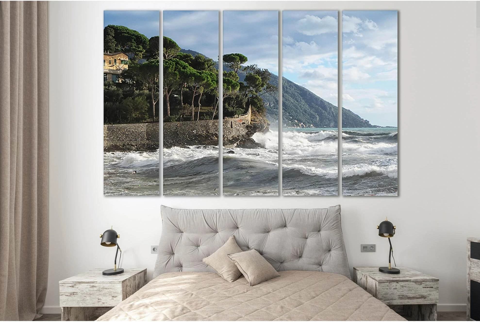 Camogli Commune In Italy №SL194 Ready to Hang Canvas Print - Zellart Canvas Prints 0new, ALL_Products, Beach Ocean & Waves
