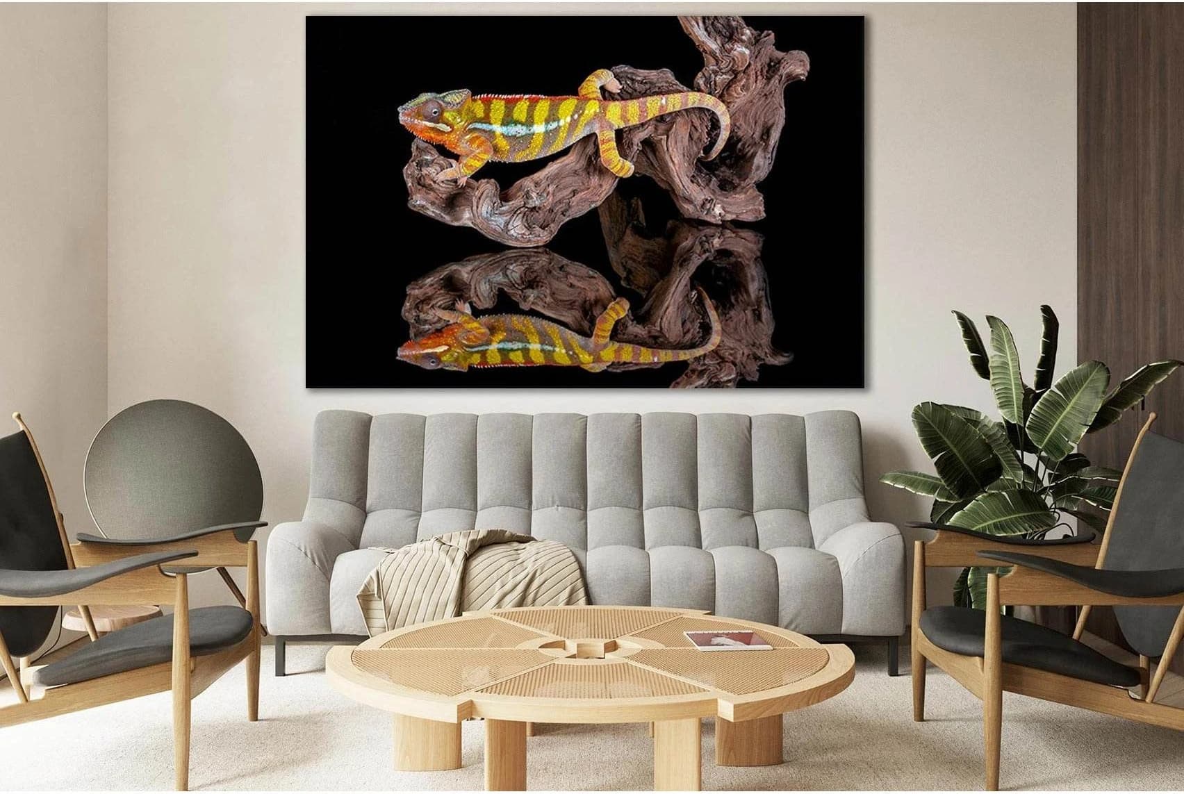 Chameleon Reflection №SL1028 Ready to Hang Canvas Print - Zellart Canvas Prints 0new, ALL_Products, Animals & Wildlife