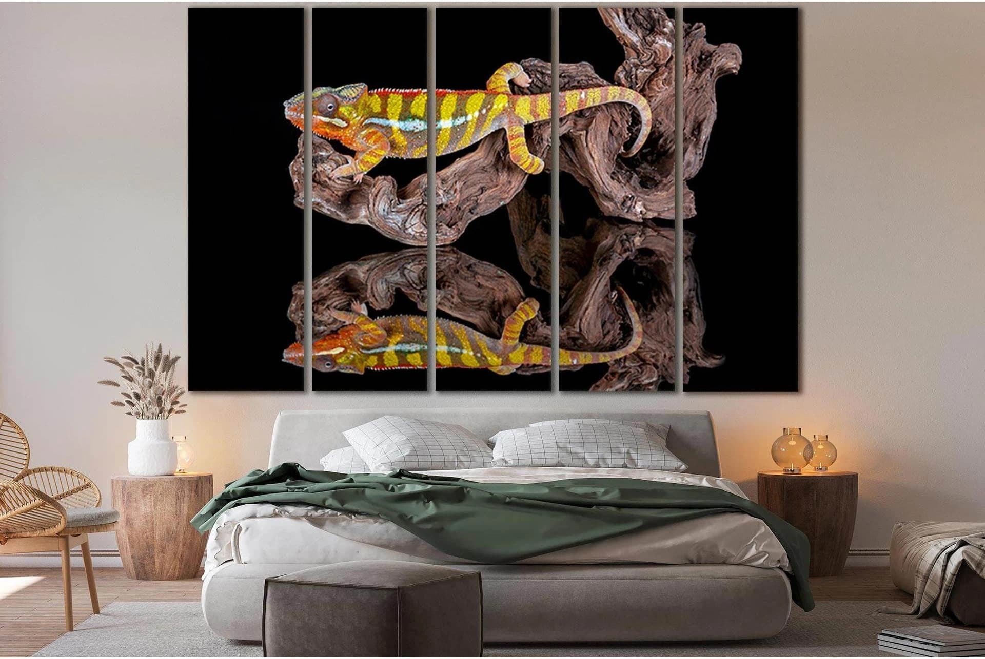 Chameleon Reflection №SL1028 Ready to Hang Canvas Print - Zellart Canvas Prints 0new, ALL_Products, Animals & Wildlife