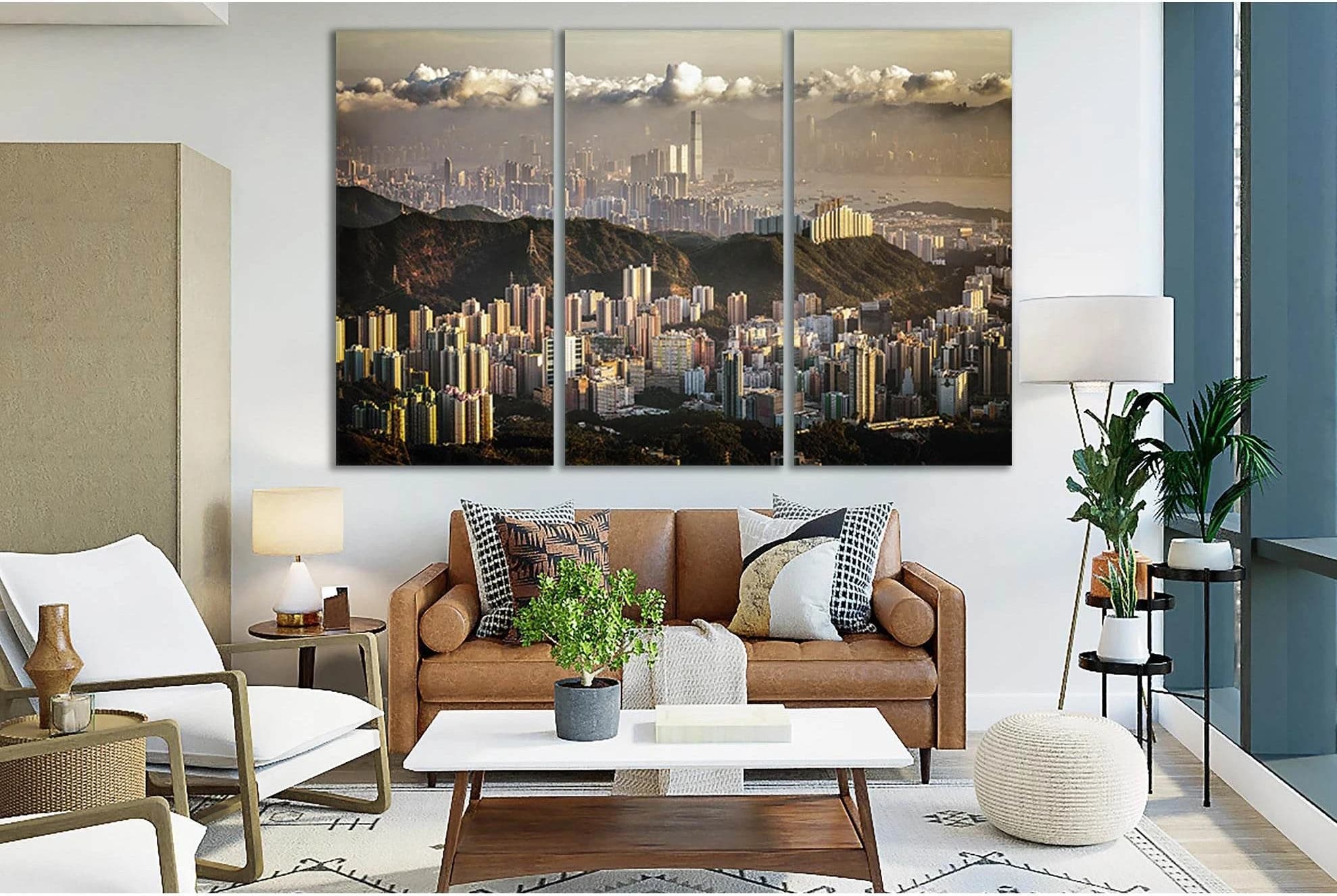 City Buildings Under A Cloudy Sky №SL361 Ready to Hang Canvas Print - Zellart Canvas Prints 0new, ALL_Products, Cityscapes & Skylines
