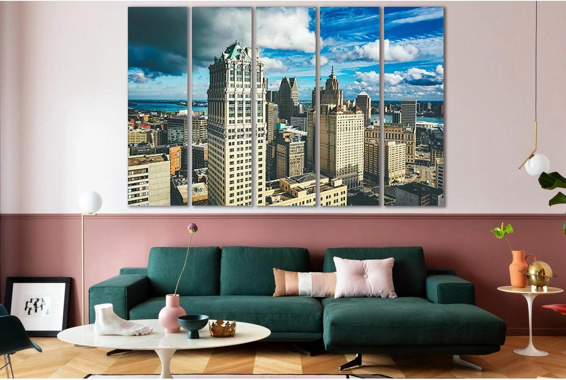 Cityscape Of Detroit №SL362 Ready to Hang Canvas Print - Zellart Canvas Prints 0new, ALL_Products, Cityscapes & Skylines