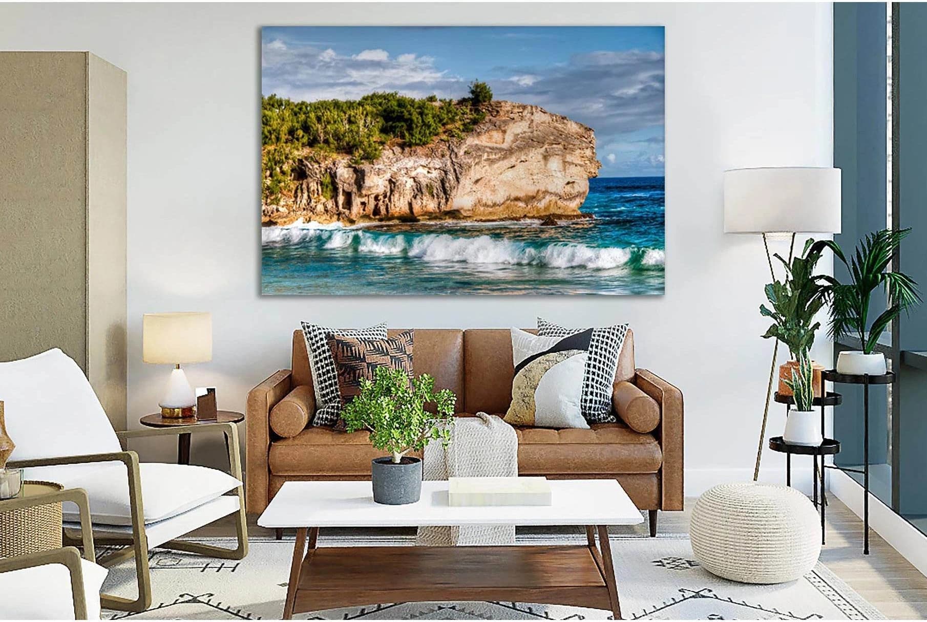 Cliff Sea Waves №SL118 Ready to Hang Canvas Print - Zellart Canvas Prints 0new, ALL_Products, Beach Ocean & Waves