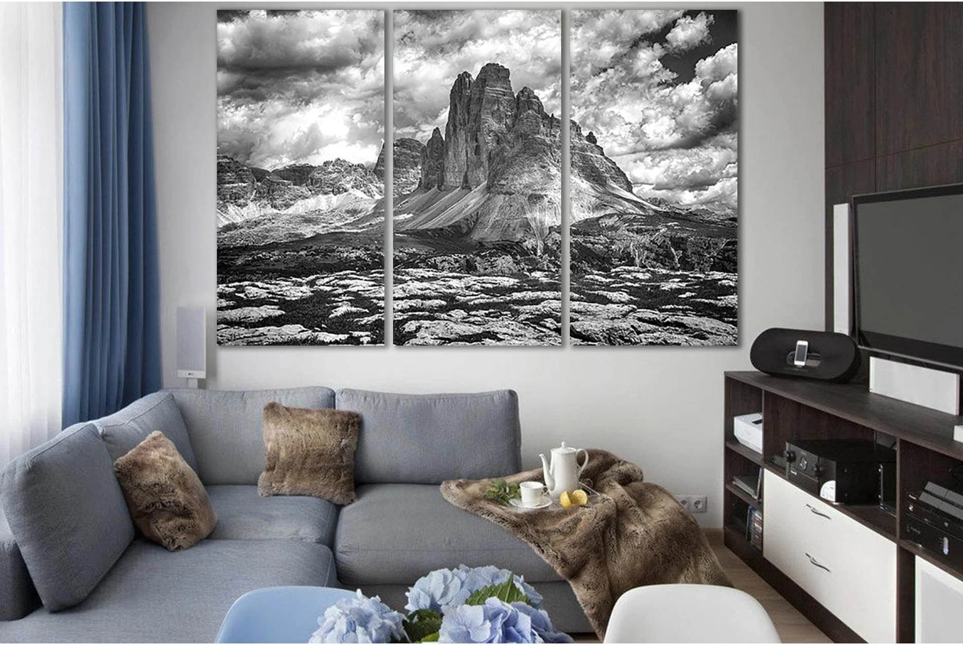 Cliffs In Black And White №SL831 Ready to Hang Canvas Print - Zellart Canvas Prints 0new, ALL_Products, Black & White Wall Art