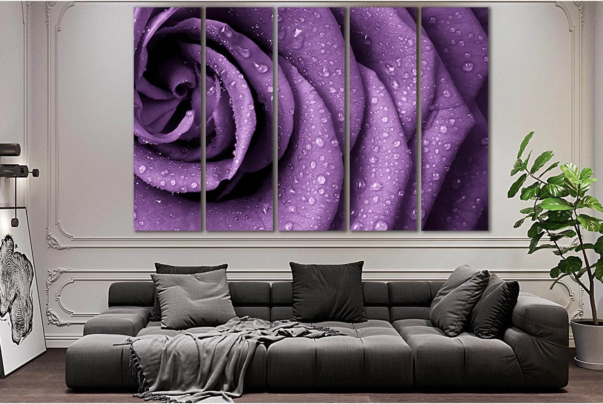 Close Up Of Violet Rose №SL680 Ready to Hang Canvas Print - Zellart Canvas Prints 0new, ALL_Products, Floral & Botanical Wall Art