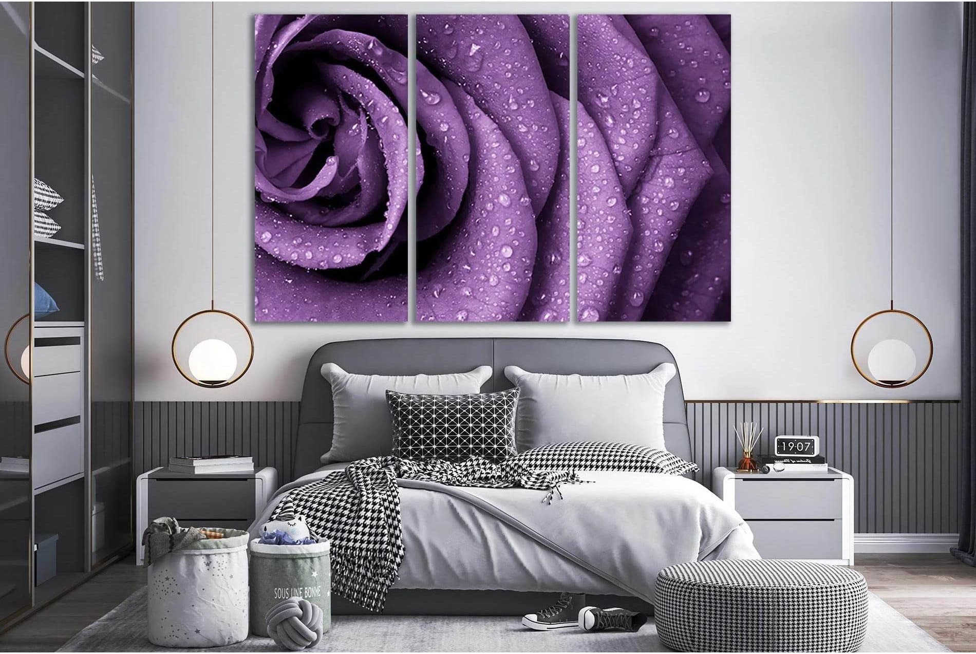 Close Up Of Violet Rose №SL680 Ready to Hang Canvas Print - Zellart Canvas Prints 0new, ALL_Products, Floral & Botanical Wall Art