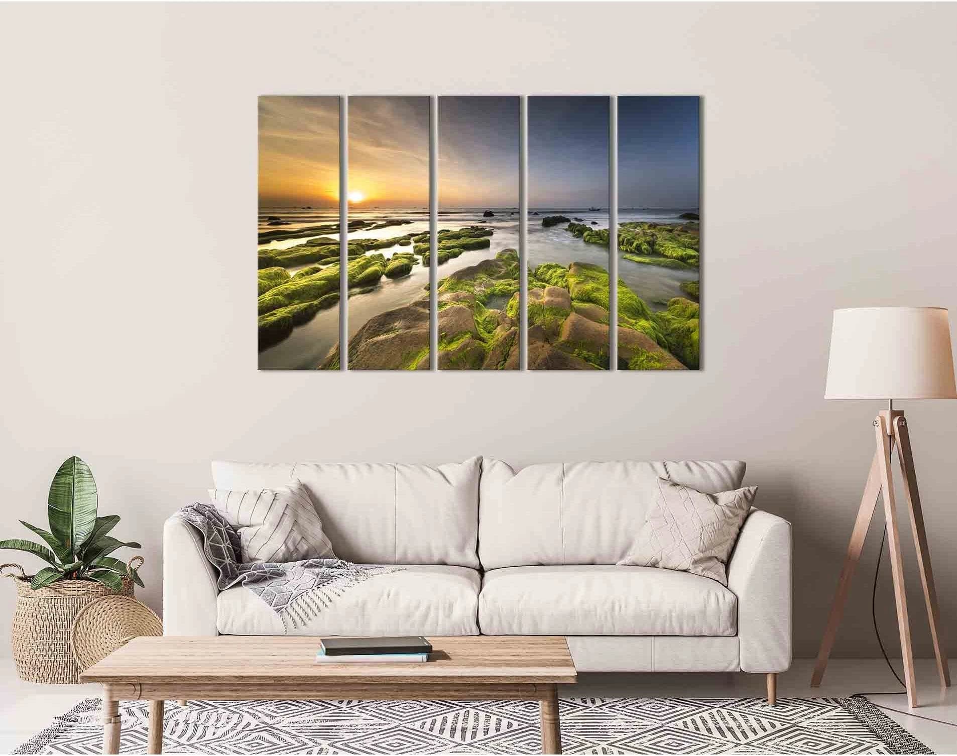 Coast at sunrise №D1222 Ready to Hang Canvas Print - Zellart Canvas Prints 0new, ALL_Products, Sunrise & sunset wall art
