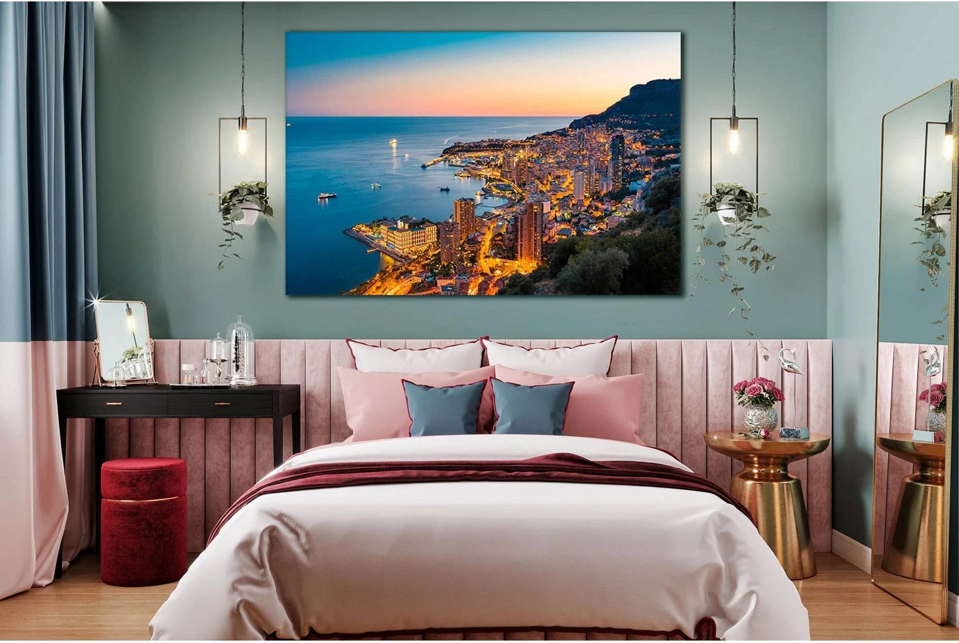 Coast City Sunset №SL224 Ready to Hang Canvas Print - Zellart Canvas Prints 0new, ALL_Products, SUNRISE & SUNSET WALL ART