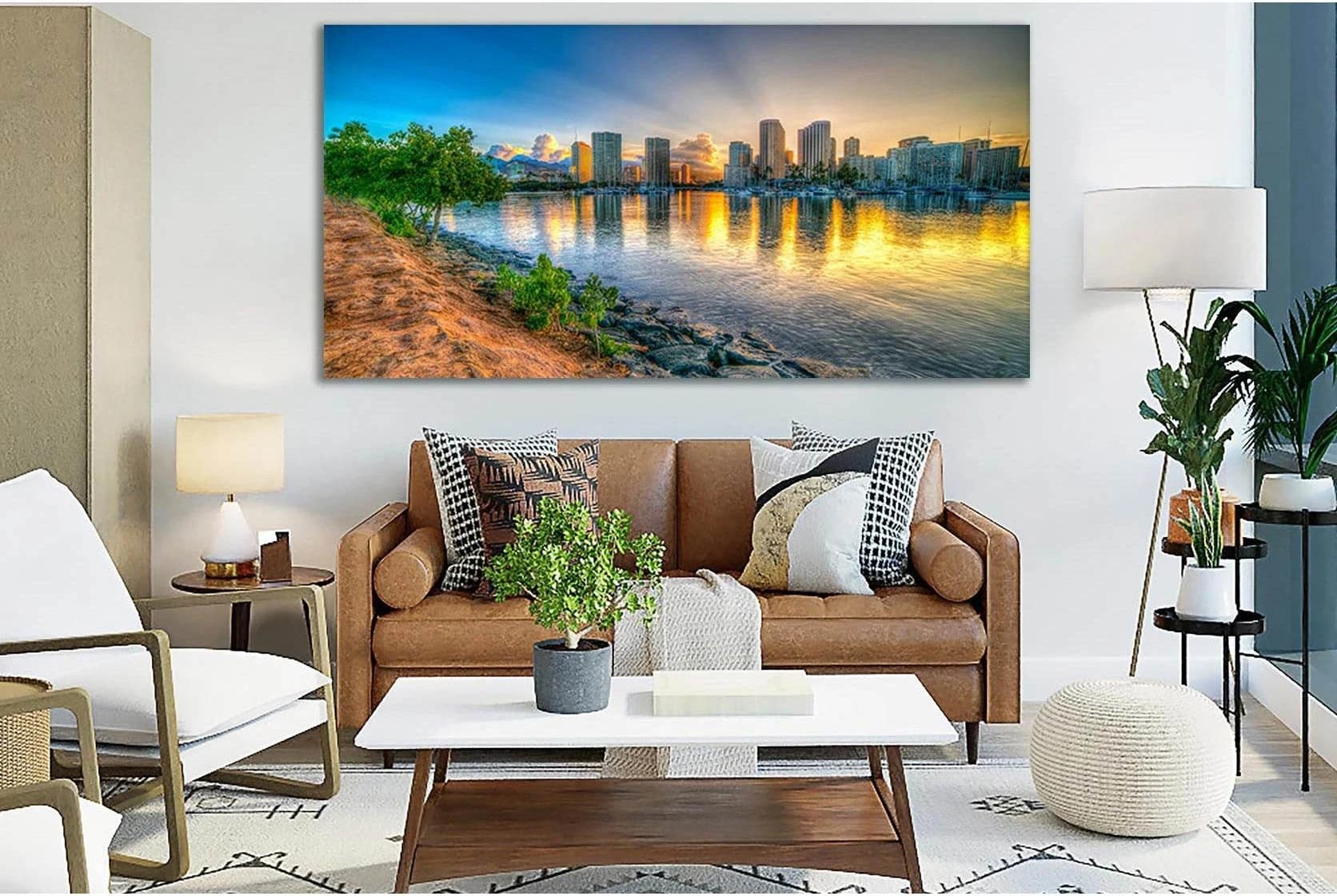 Coast Honolulu Hawaii №SL285 Ready to Hang Canvas Print - Zellart Canvas Prints 0new, ALL_Products, SUNRISE & SUNSET WALL ART