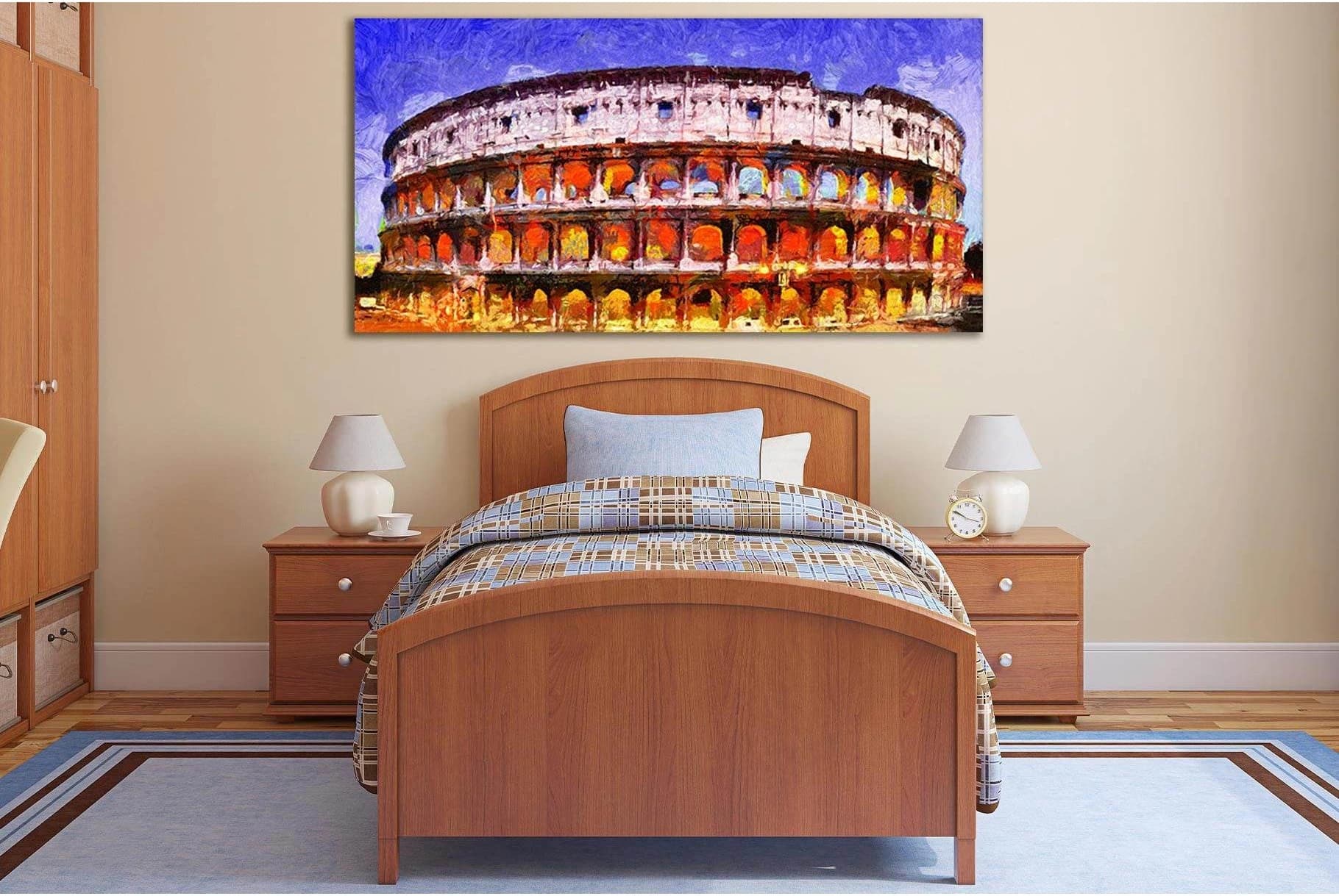 Coliseum In Rome At Night №SL607 Ready to Hang Canvas Print - Zellart Canvas Prints 0new, ALL_Products, Oil Painting Wall Art