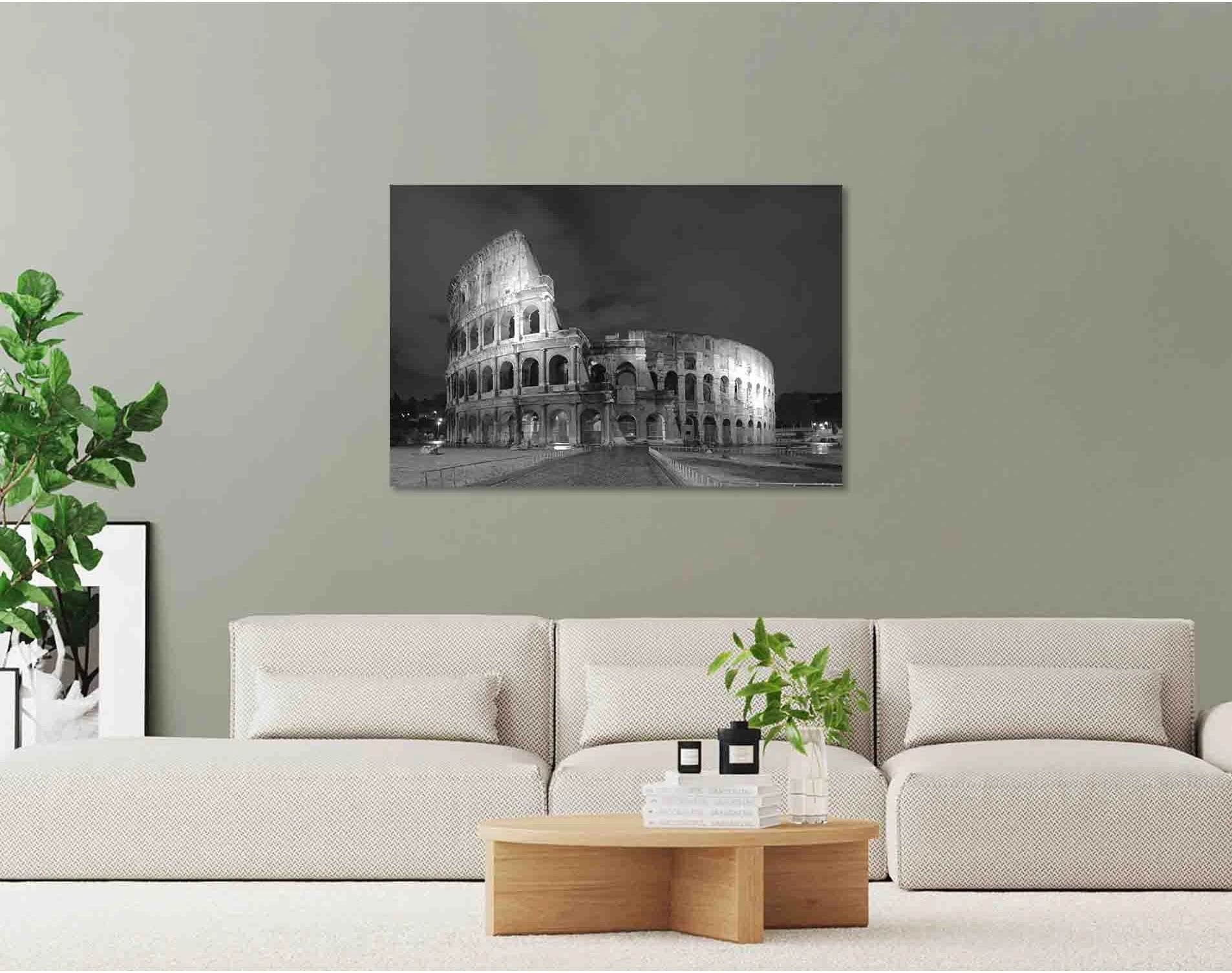Colloseum at night №D2823 Ready to Hang Canvas Print - Zellart Canvas Prints 0new, ALL_Products, Black & White Wall Art