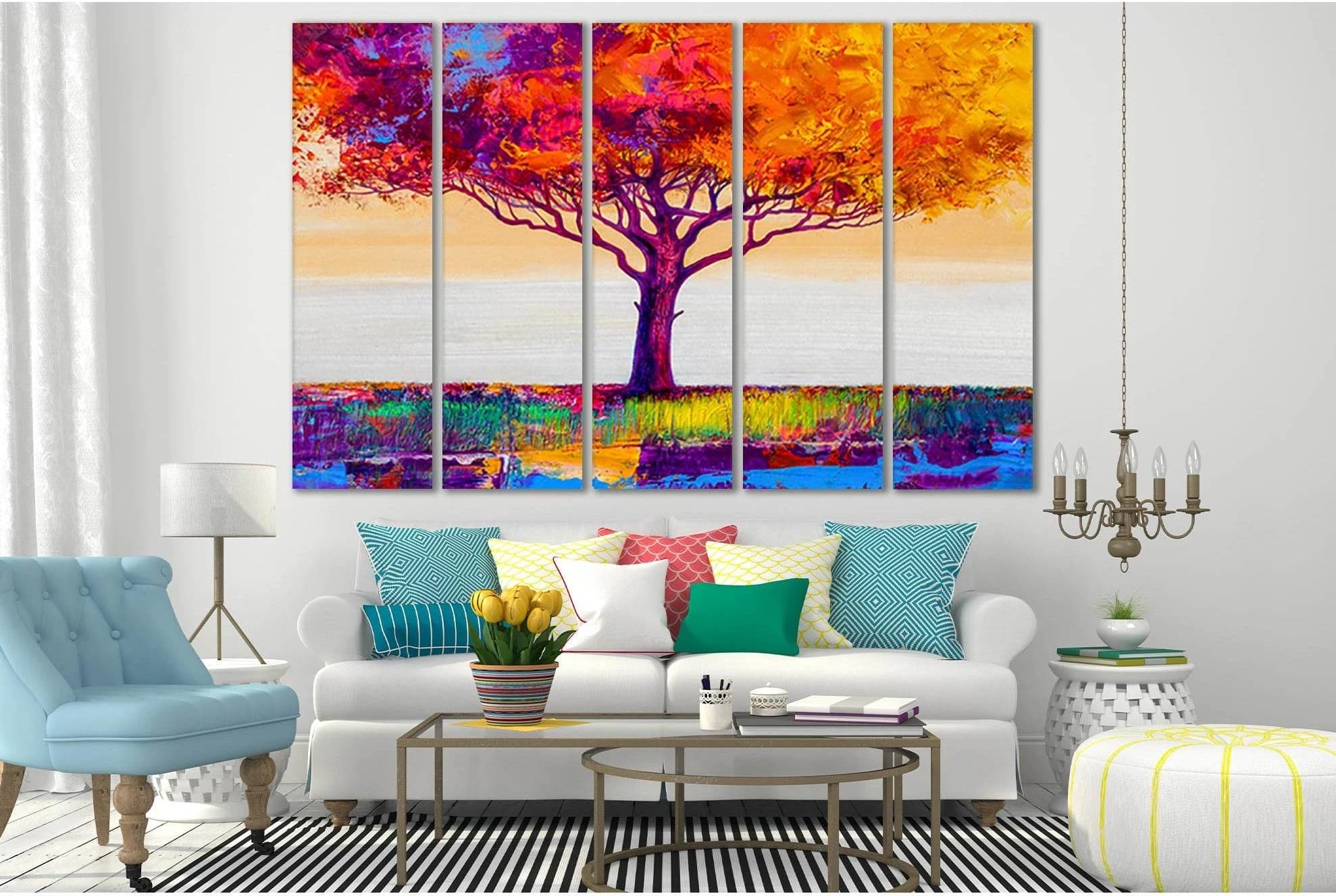 Colorful Abstract Tree №SL600 Ready to Hang Canvas Print - Zellart Canvas Prints 0new, ALL_Products, Oil Painting Wall Art