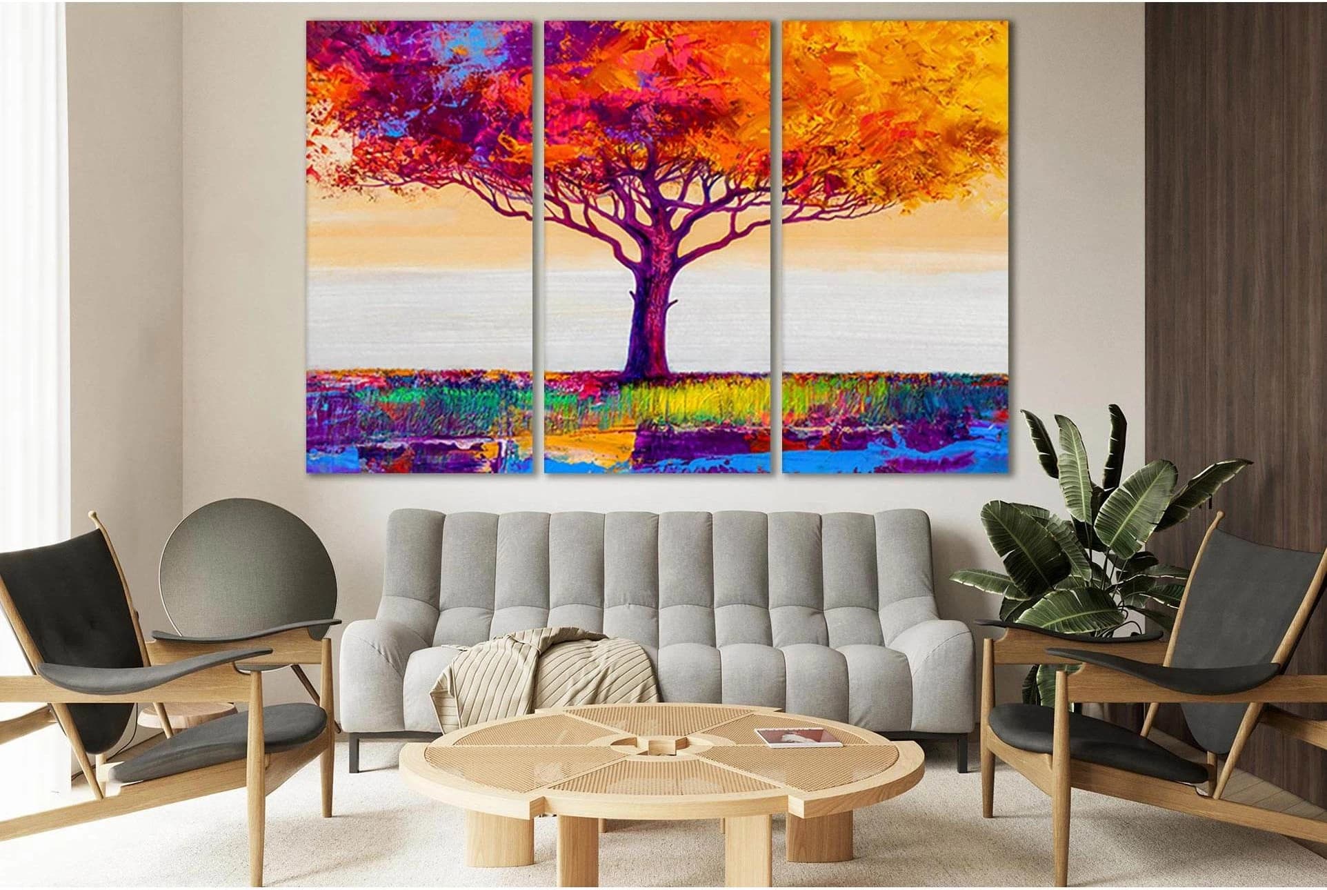 Colorful Abstract Tree №SL600 Ready to Hang Canvas Print - Zellart Canvas Prints 0new, ALL_Products, Oil Painting Wall Art