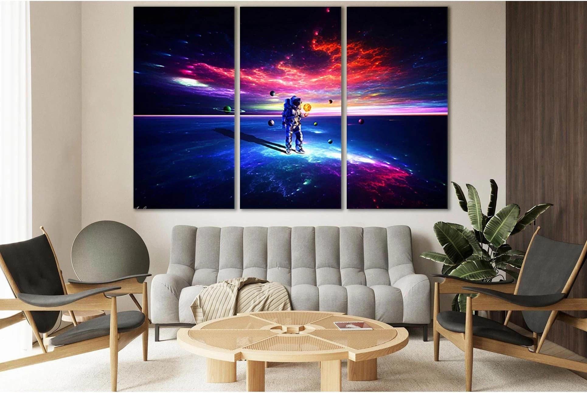 Colorful Space And Astronaut №SL387 Ready to Hang Canvas Print - Zellart Canvas Prints 0new, ALL_Products, Astronomy & Space Canvas Wall Art