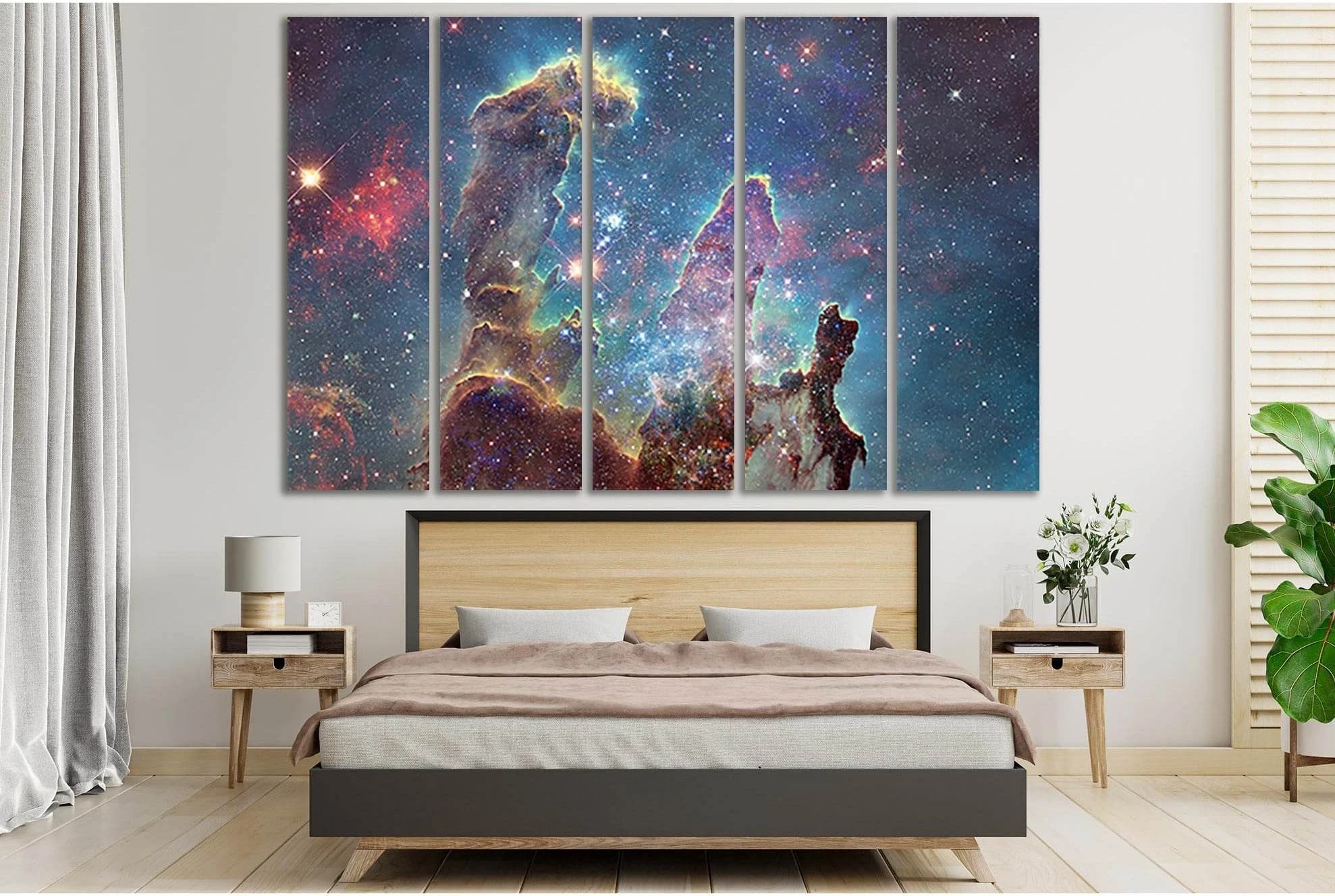 Colorful Space Nebula №SL409 Ready to Hang Canvas Print - Zellart Canvas Prints 0new, ALL_Products, Astronomy & Space Canvas Wall Art