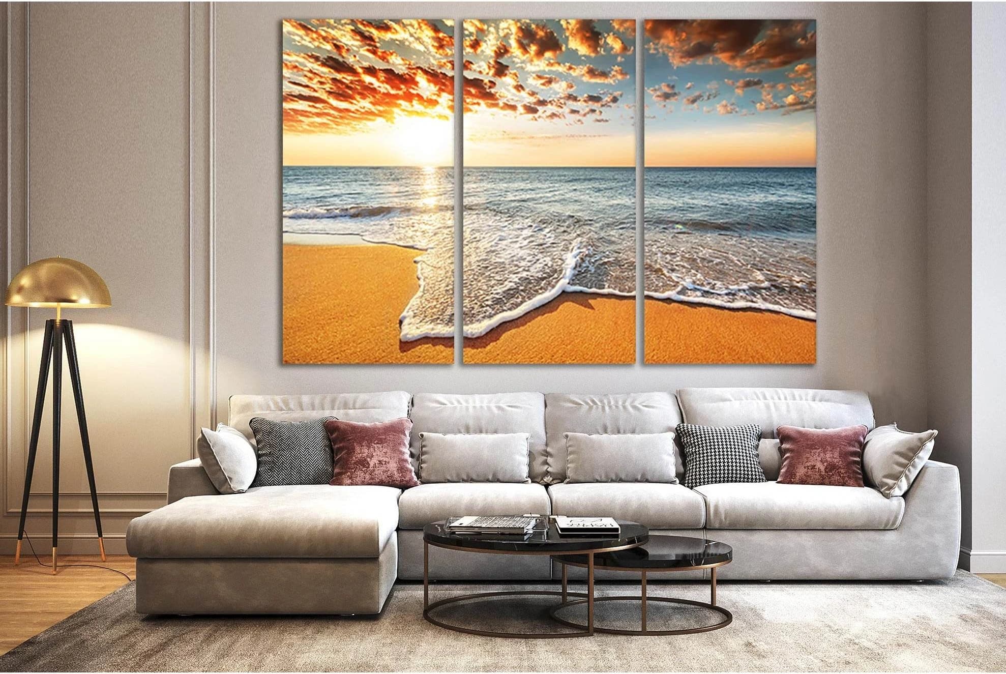 Colorful Sunset On The Sea №SL137 Ready to Hang Canvas Print - Zellart Canvas Prints 0new, ALL_Products, Beach Ocean & Waves