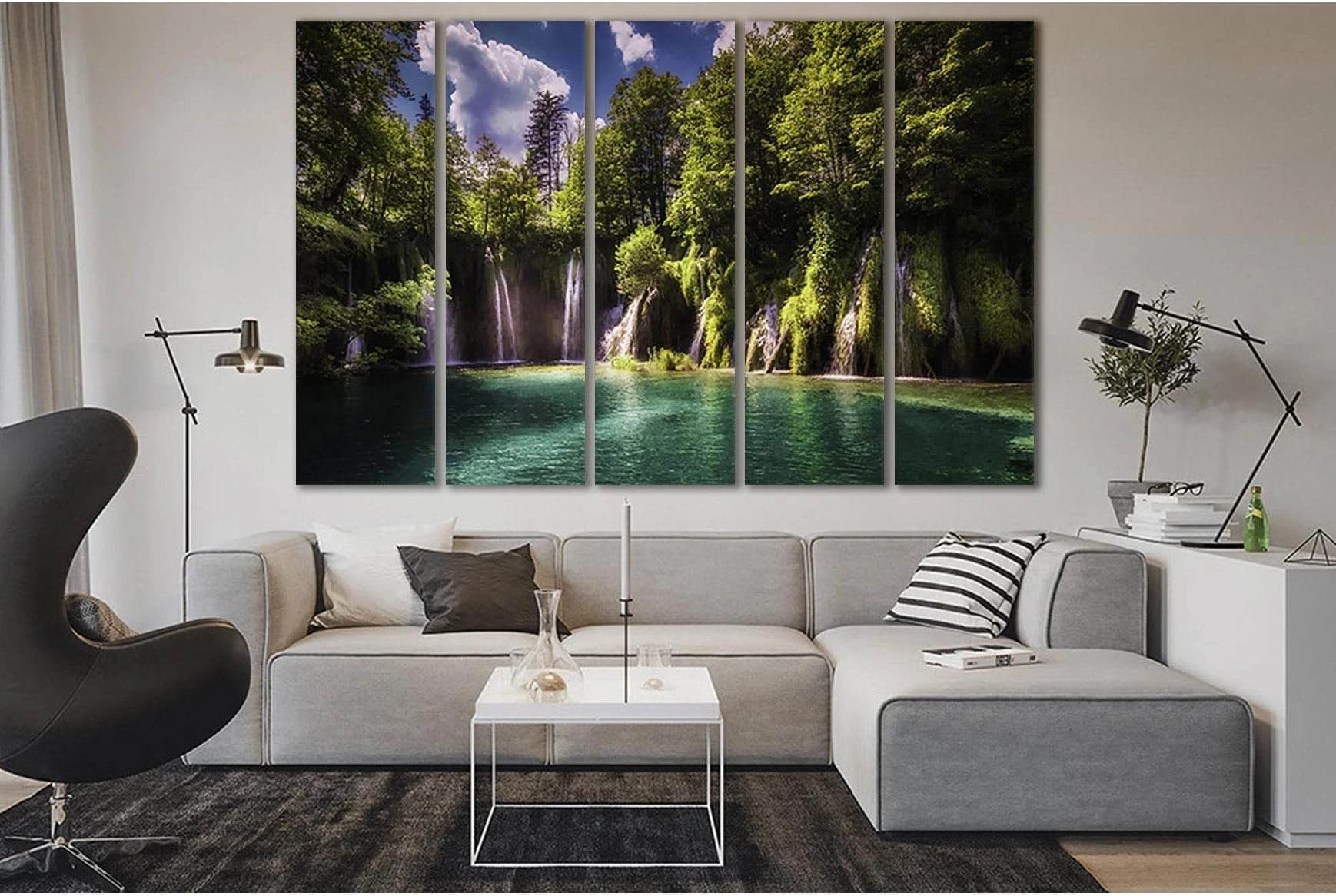 Copy of Lake Plitvice National Park №SL461 Ready to Hang Canvas Print - Zellart Canvas Prints 0new, ALL_Products, Waterfall, Waterfall Wall Art