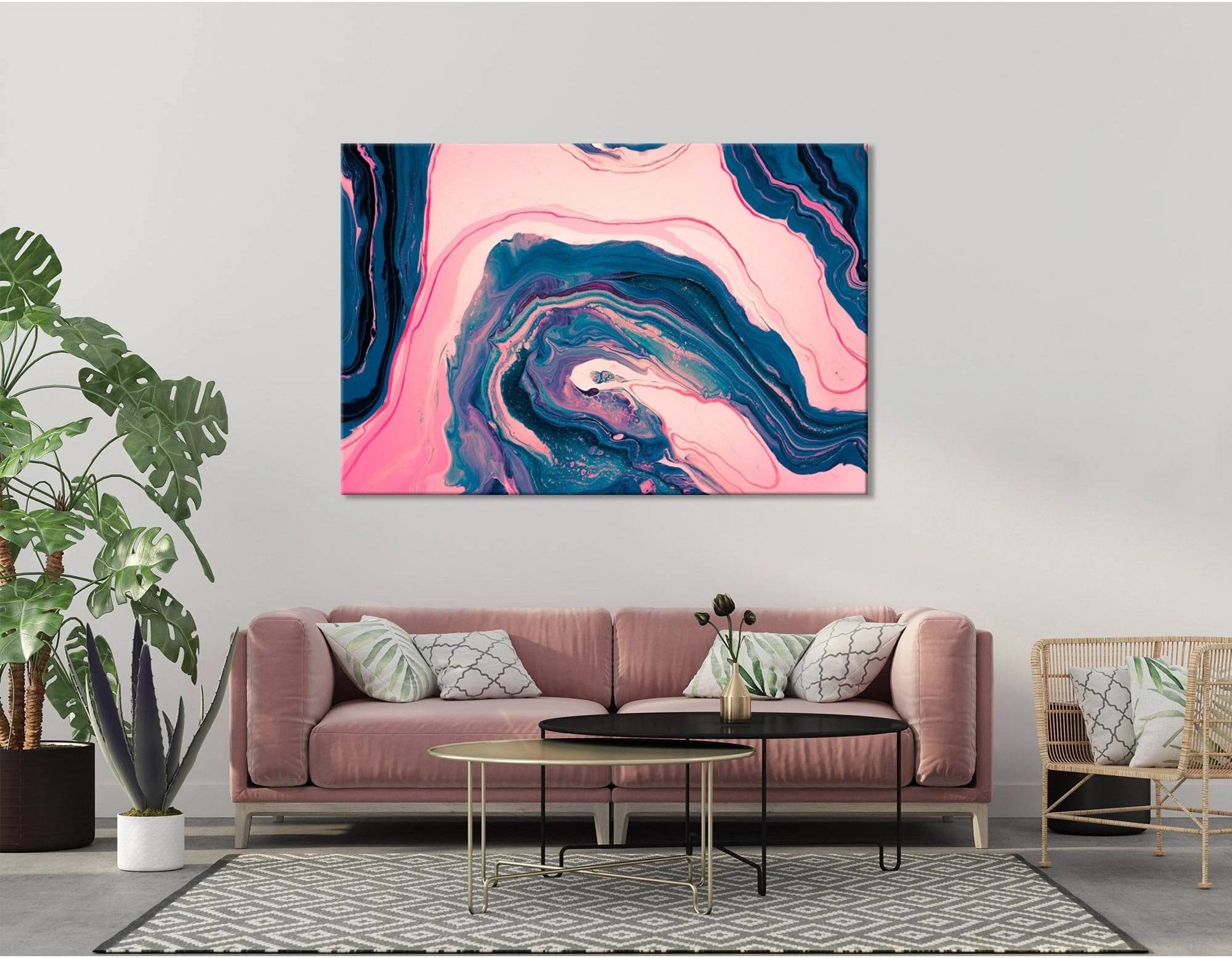 Crimson And Blue Abstract №04349 Ready to Hang Canvas Print - Zellart Canvas Prints ALL_Products