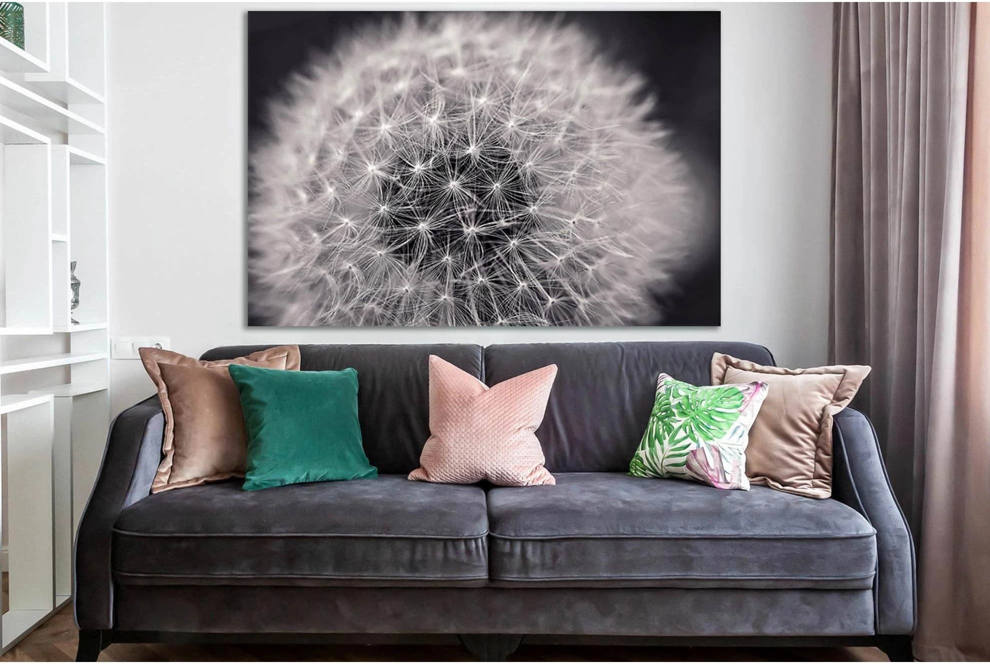 Dandelion Close Up №SL872 Ready to Hang Canvas Print - Zellart Canvas Prints 0new, ALL_Products, Black & White Wall Art