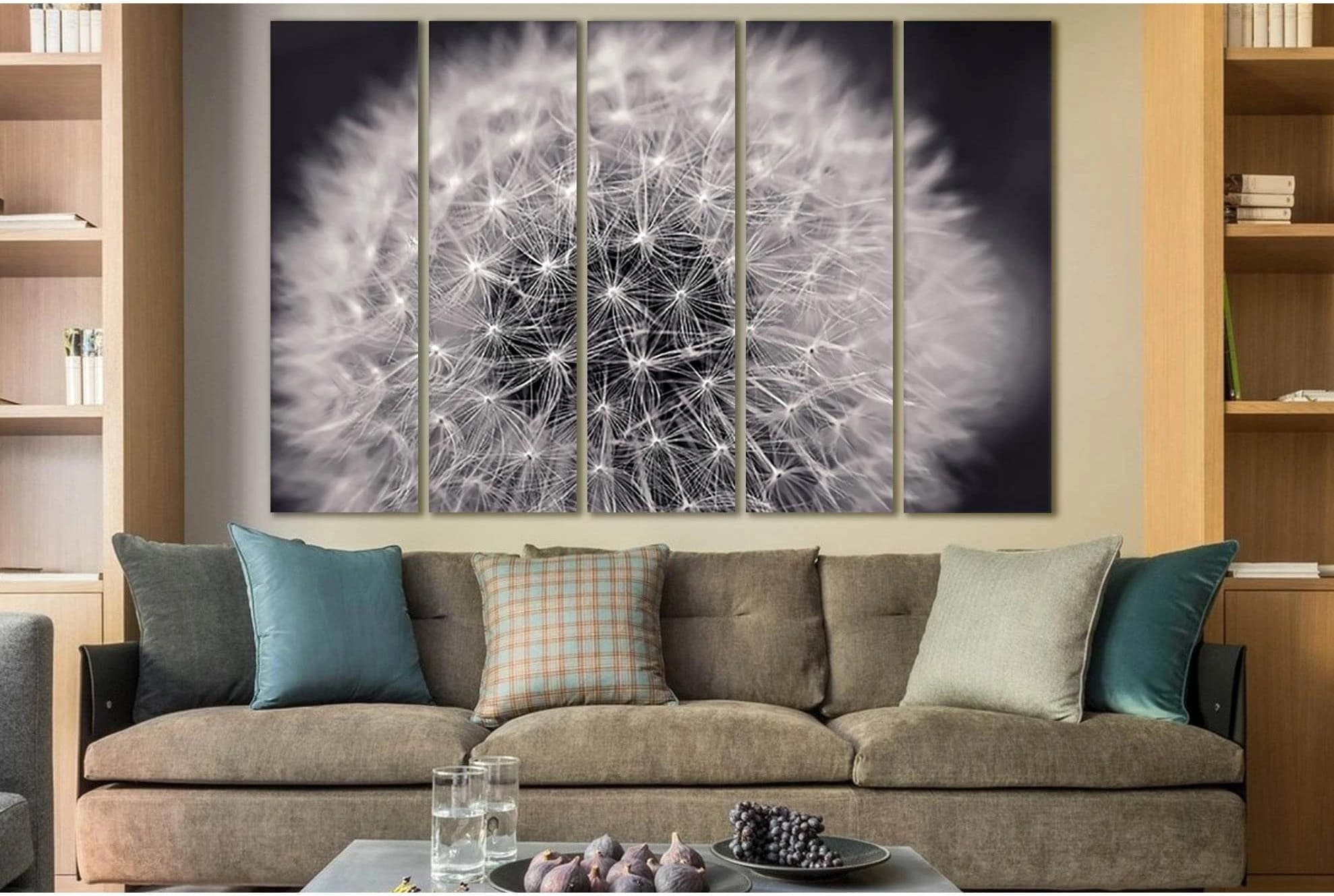 Dandelion Close Up №SL872 Ready to Hang Canvas Print - Zellart Canvas Prints 0new, ALL_Products, Black & White Wall Art