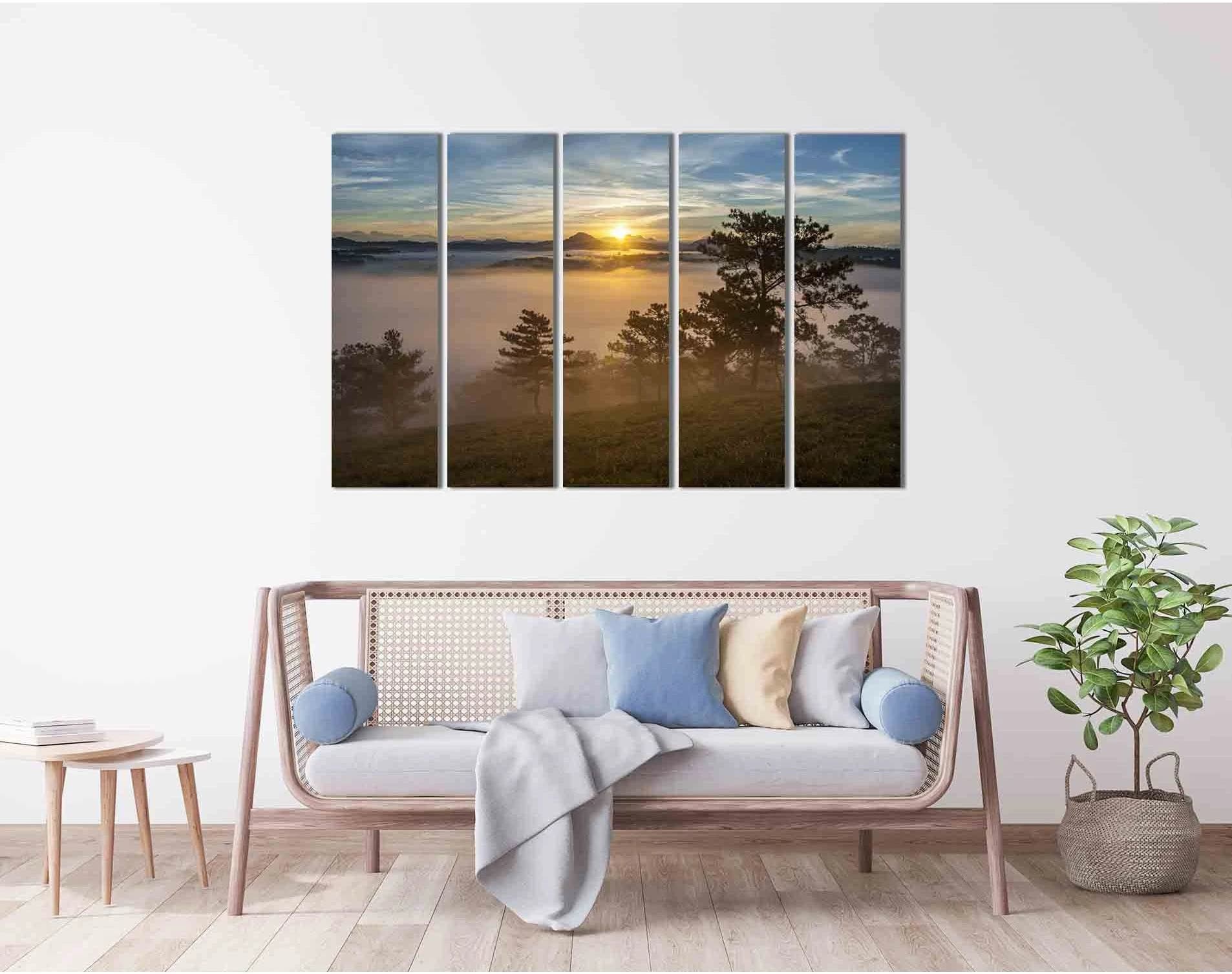 Dawn in the fog №D1753 Ready to Hang Canvas Print - Zellart Canvas Prints 0new, ALL_Products, Sunrise & sunset wall art