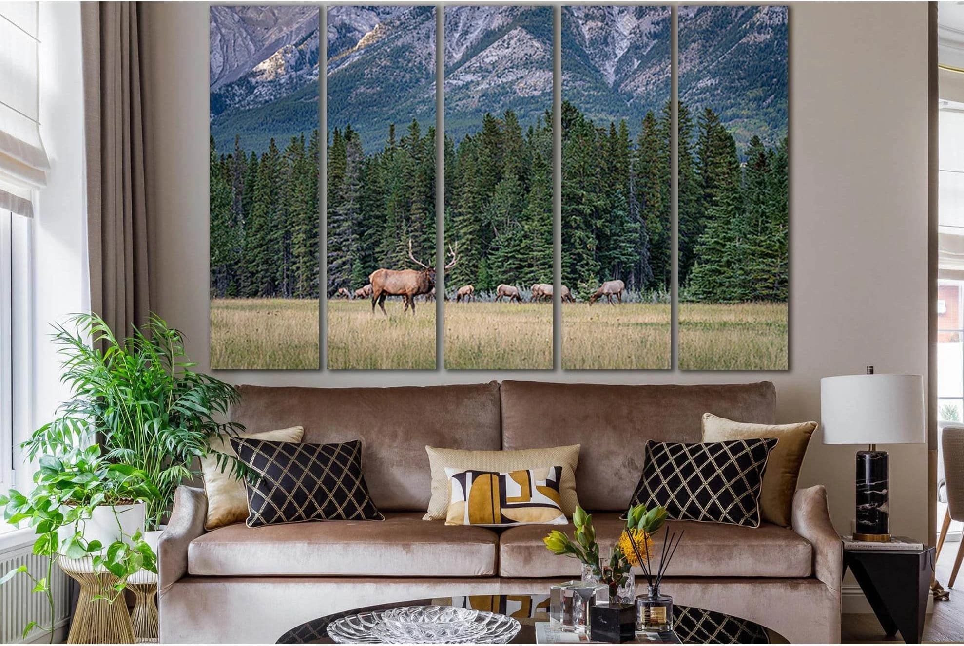 Deers In The Wild №SL1003 Ready to Hang Canvas Print - Zellart Canvas Prints 0new, ALL_Products, Animals & Wildlife
