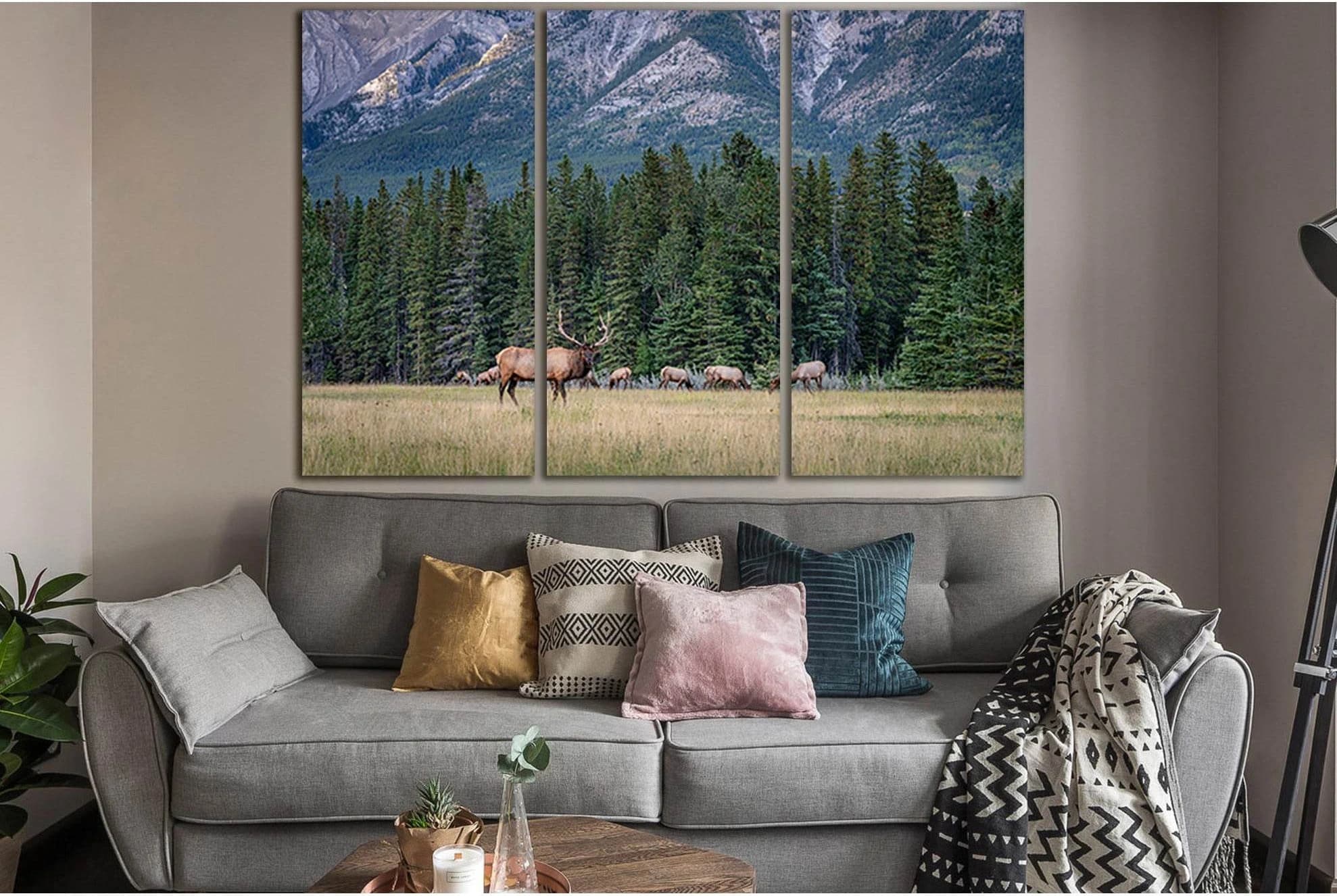Deers In The Wild №SL1003 Ready to Hang Canvas Print - Zellart Canvas Prints 0new, ALL_Products, Animals & Wildlife
