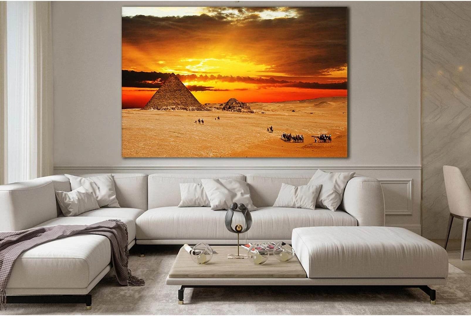 Desert Pyramid At Sunset №SL238 Ready to Hang Canvas Print - Zellart Canvas Prints 0new, ALL_Products, SUNRISE & SUNSET WALL ART
