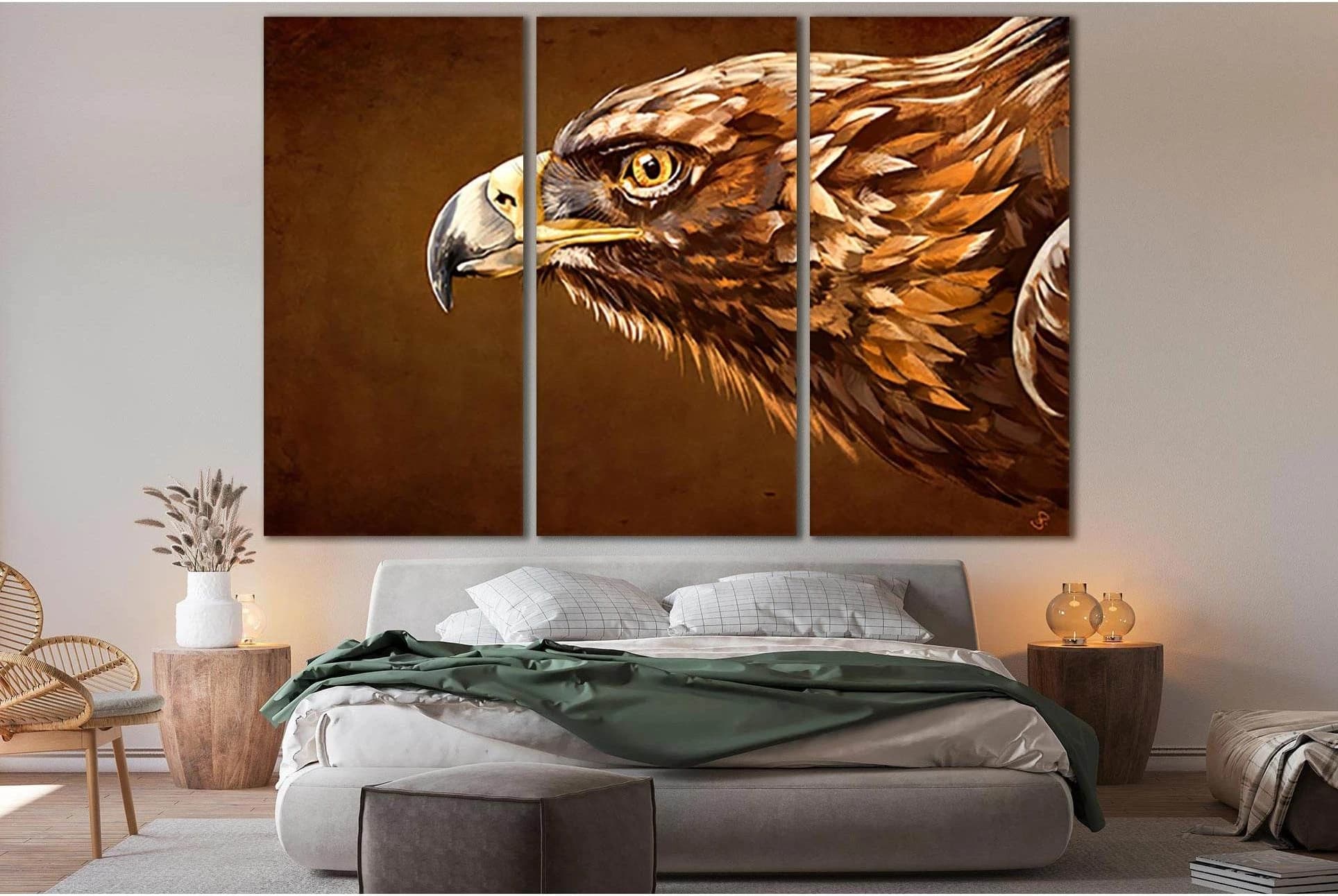 Eagle Head Painting №SL1051 Ready to Hang Canvas Print - Zellart Canvas Prints 0new, ALL_Products, Animals & Wildlife