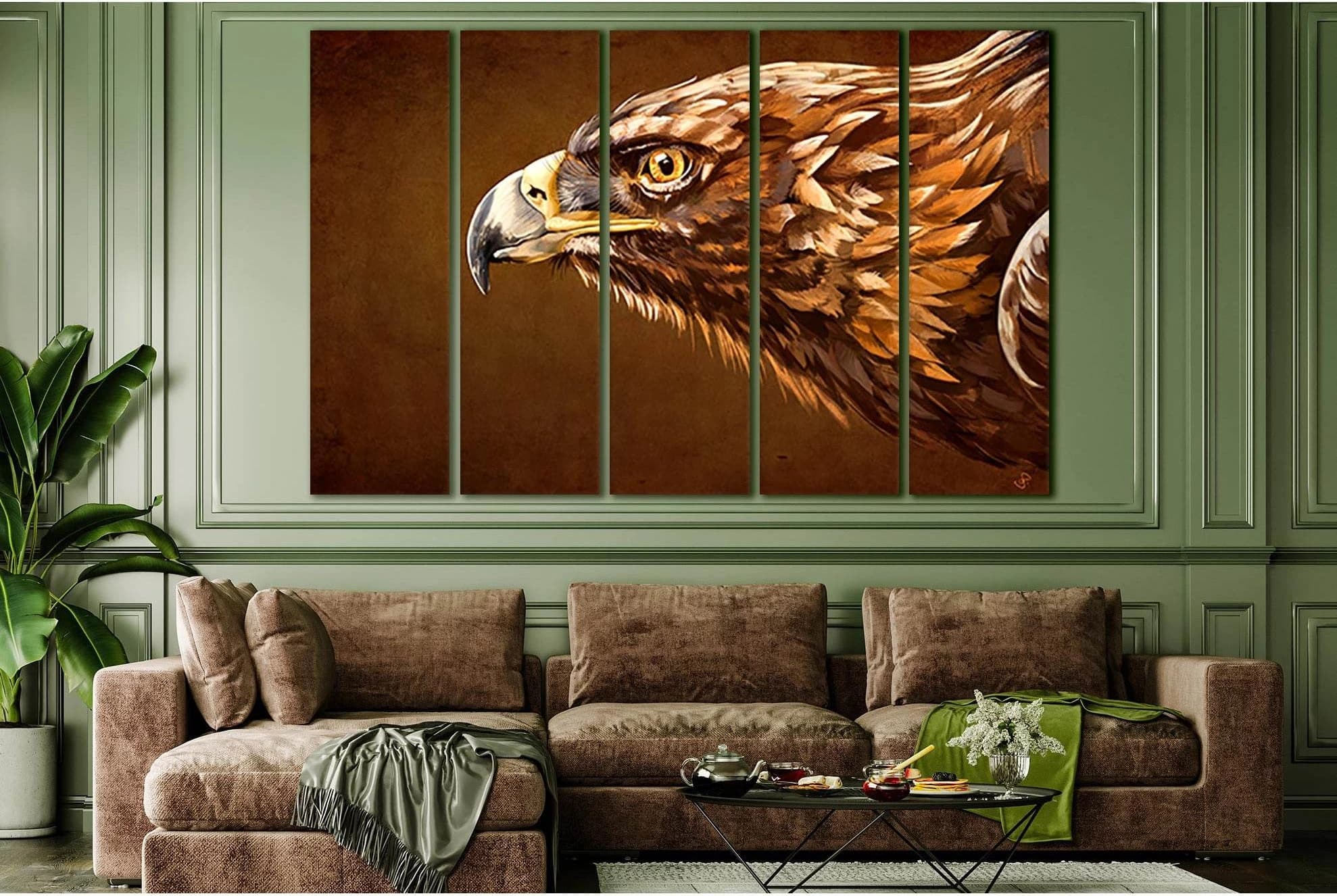 Eagle Head Painting №SL1051 Ready to Hang Canvas Print - Zellart Canvas Prints 0new, ALL_Products, Animals & Wildlife