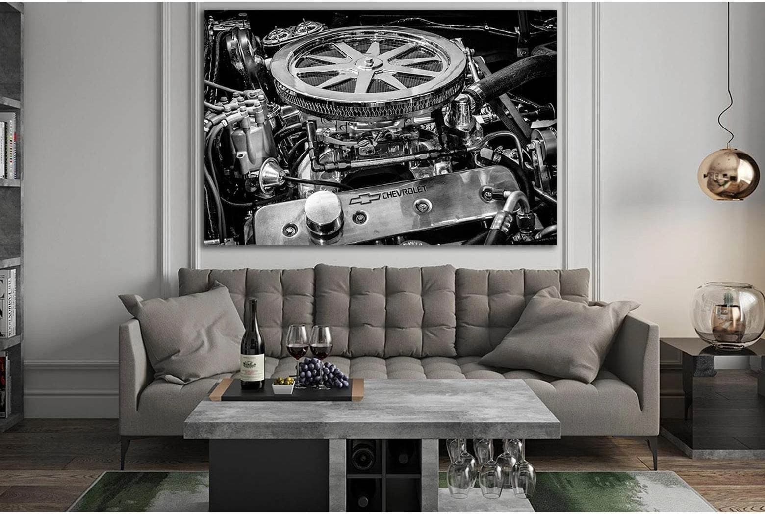 Engine Of Sports Car Chevrolet №SL762 Ready to Hang Canvas Print - Zellart Canvas Prints 0new, ALL_Products, Engine, Engines Wall Art
