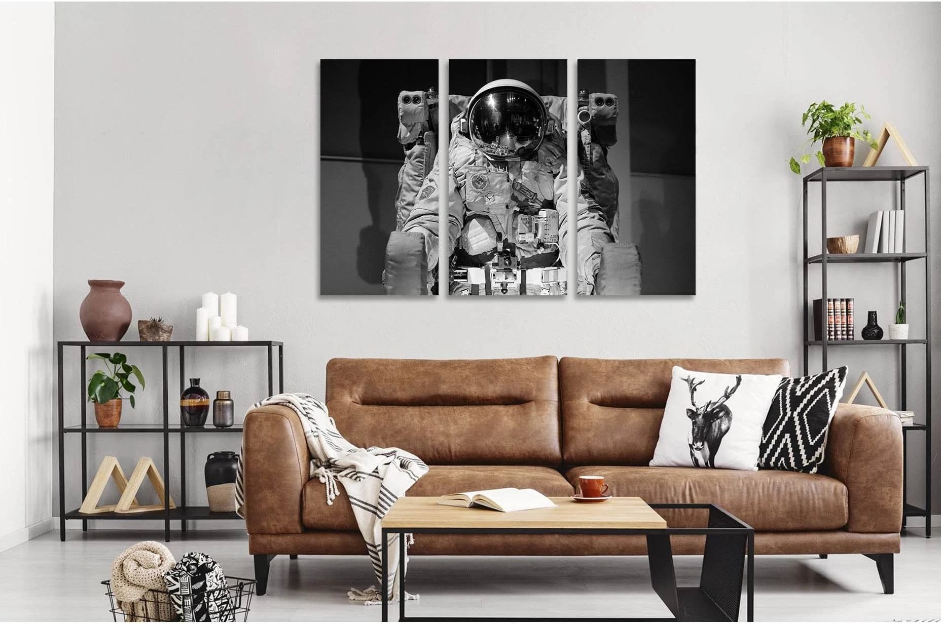 Equipped astronaut №D2815 Ready to Hang Canvas Print - Zellart Canvas Prints 0new, ALL_Products, Black & White Wall Art