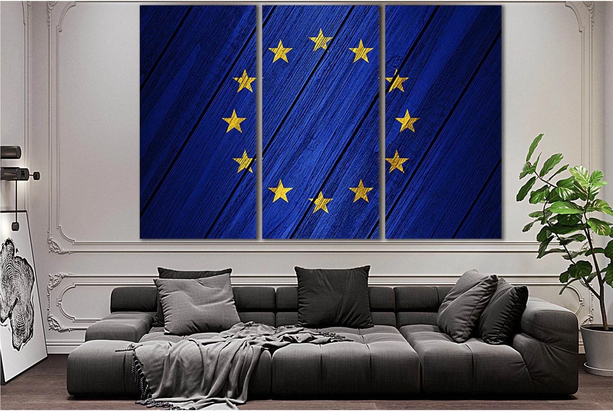Europe Union Flag On Wood №SL1203 Ready to Hang Canvas Print - Zellart Canvas Prints 0new, ALL_Products, Flags