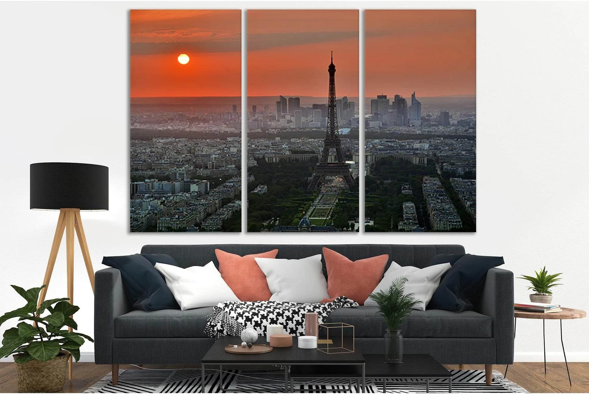 Evening Paris Sunset №SL223 Ready to Hang Canvas Print - Zellart Canvas Prints 0new, ALL_Products, SUNRISE & SUNSET WALL ART