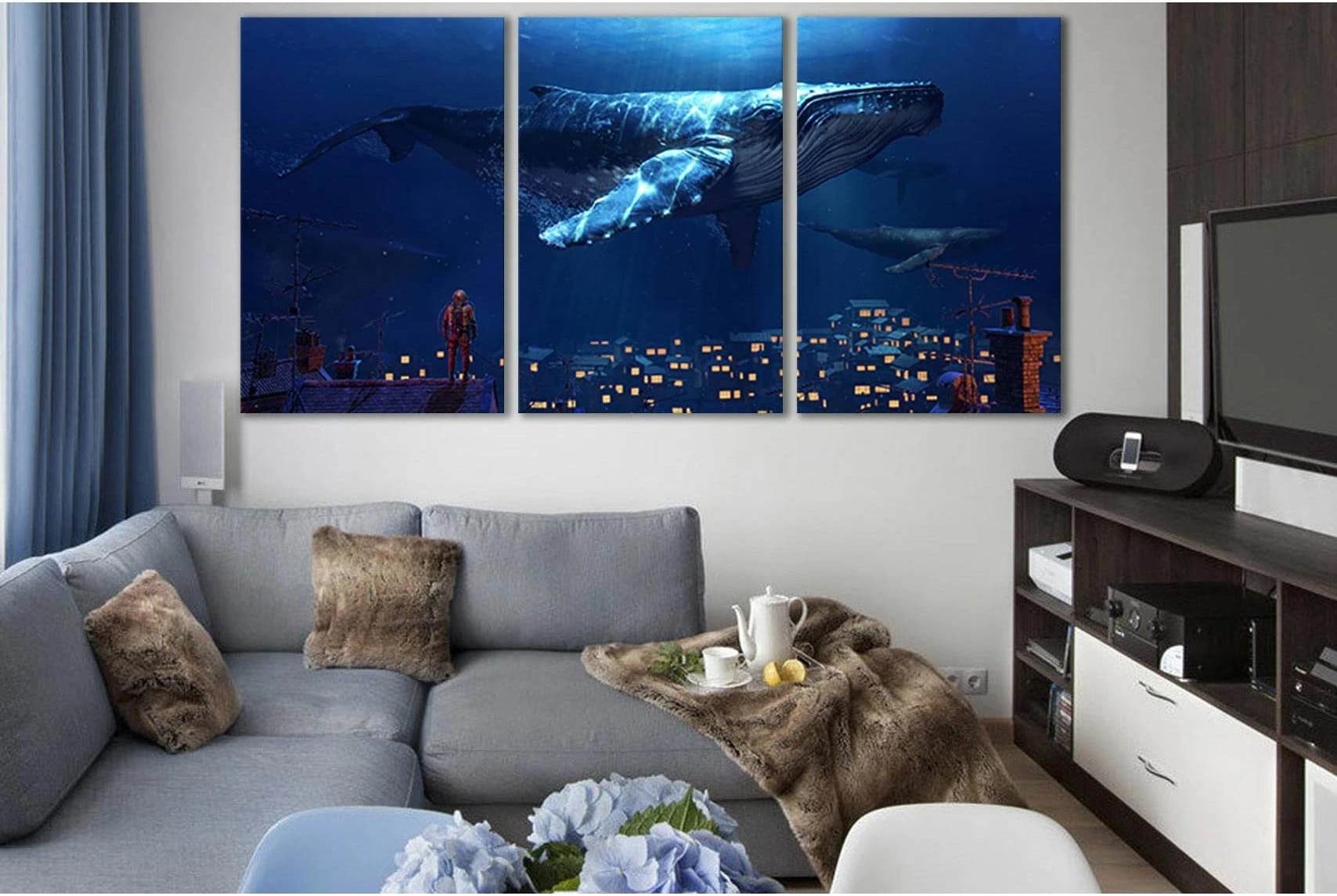 Fantasy Whale №SL1273 Ready to Hang Canvas Print - Zellart Canvas Prints 0new, ALL_Products, Fantasy And Sci Fi Wall Art, Whale