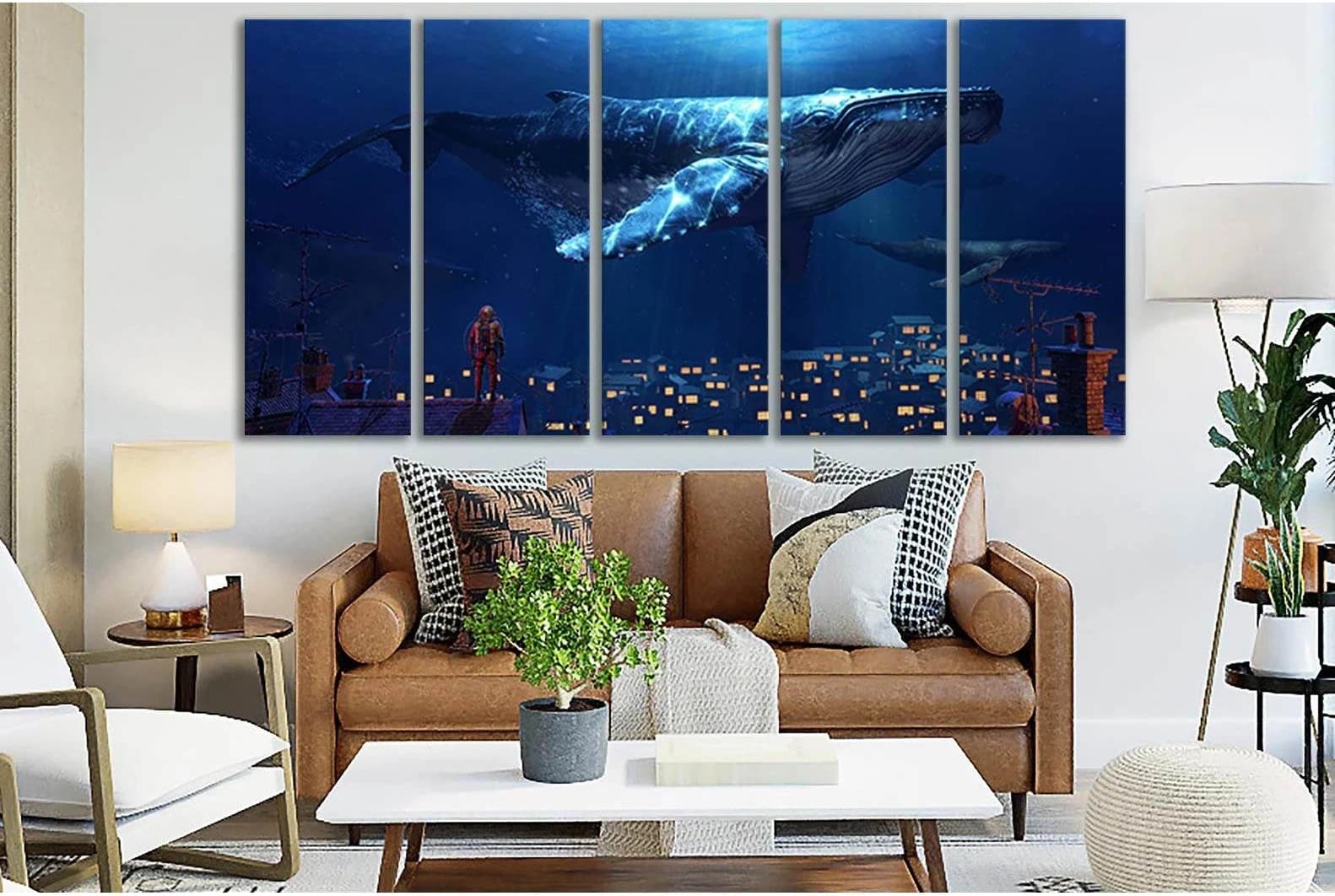 Fantasy Whale №SL1273 Ready to Hang Canvas Print - Zellart Canvas Prints 0new, ALL_Products, Fantasy And Sci Fi Wall Art, Whale