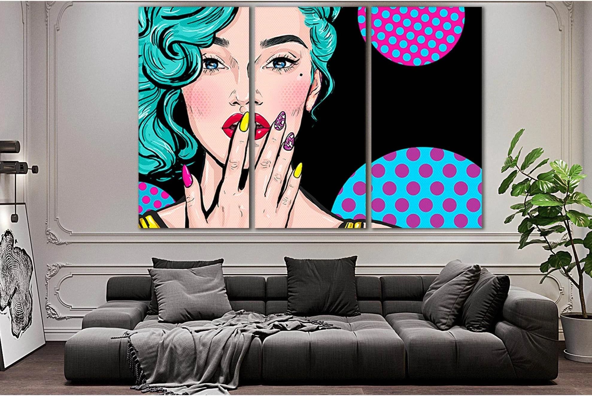 Fashion Illustration Of A Girl Pop Art №SL548 Ready to Hang Canvas Print - Zellart Canvas Prints 0new, ALL_Products, Pop ART